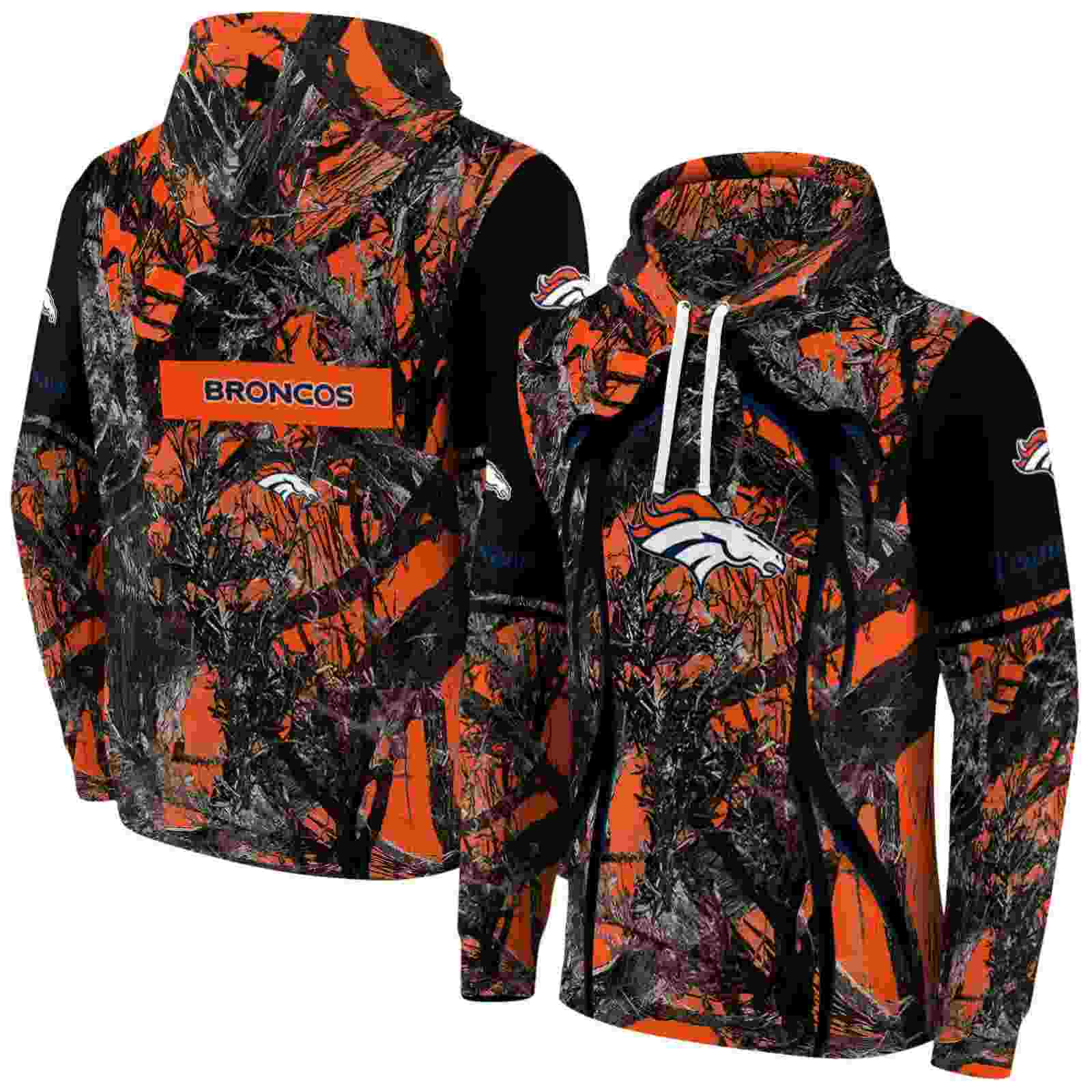 custom denver broncos hunting theme orange black hoodie fashion forward