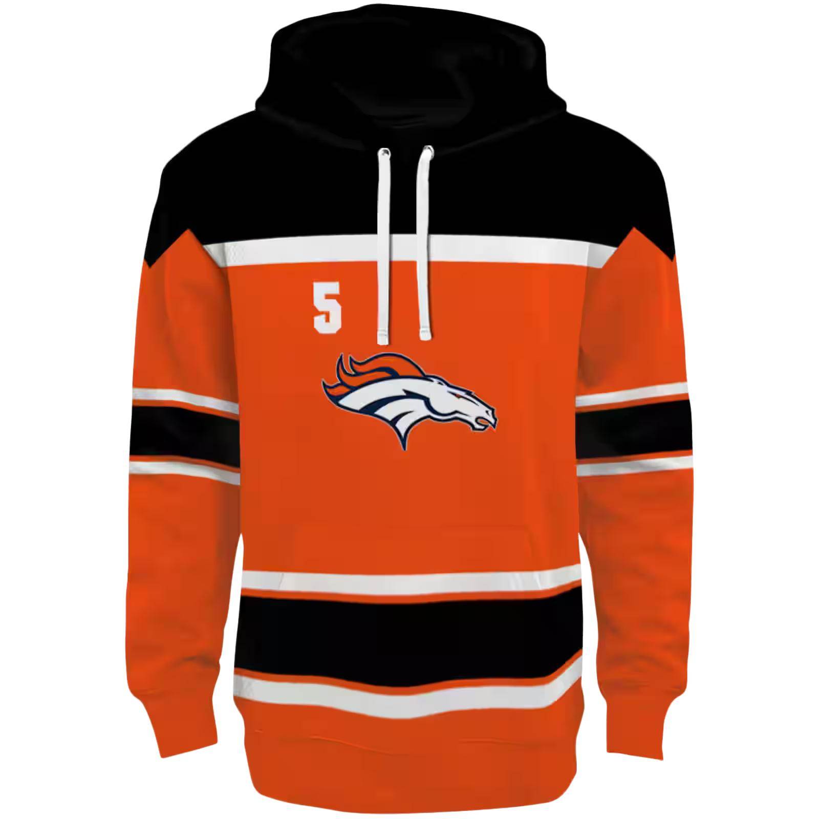 Custom Denver Broncos Striped Pattern Orange Hoodie