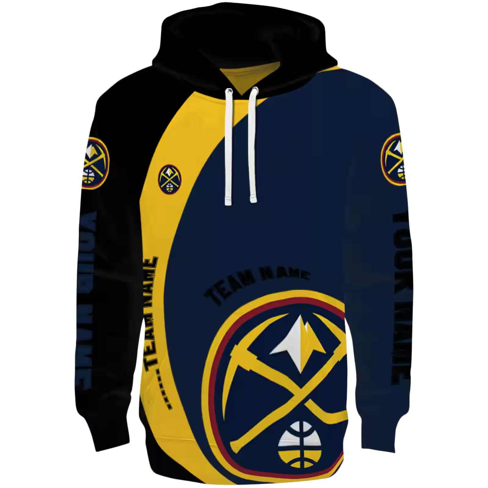 Custom Denver Nuggets Minimalist Design Blue Black Hoodie