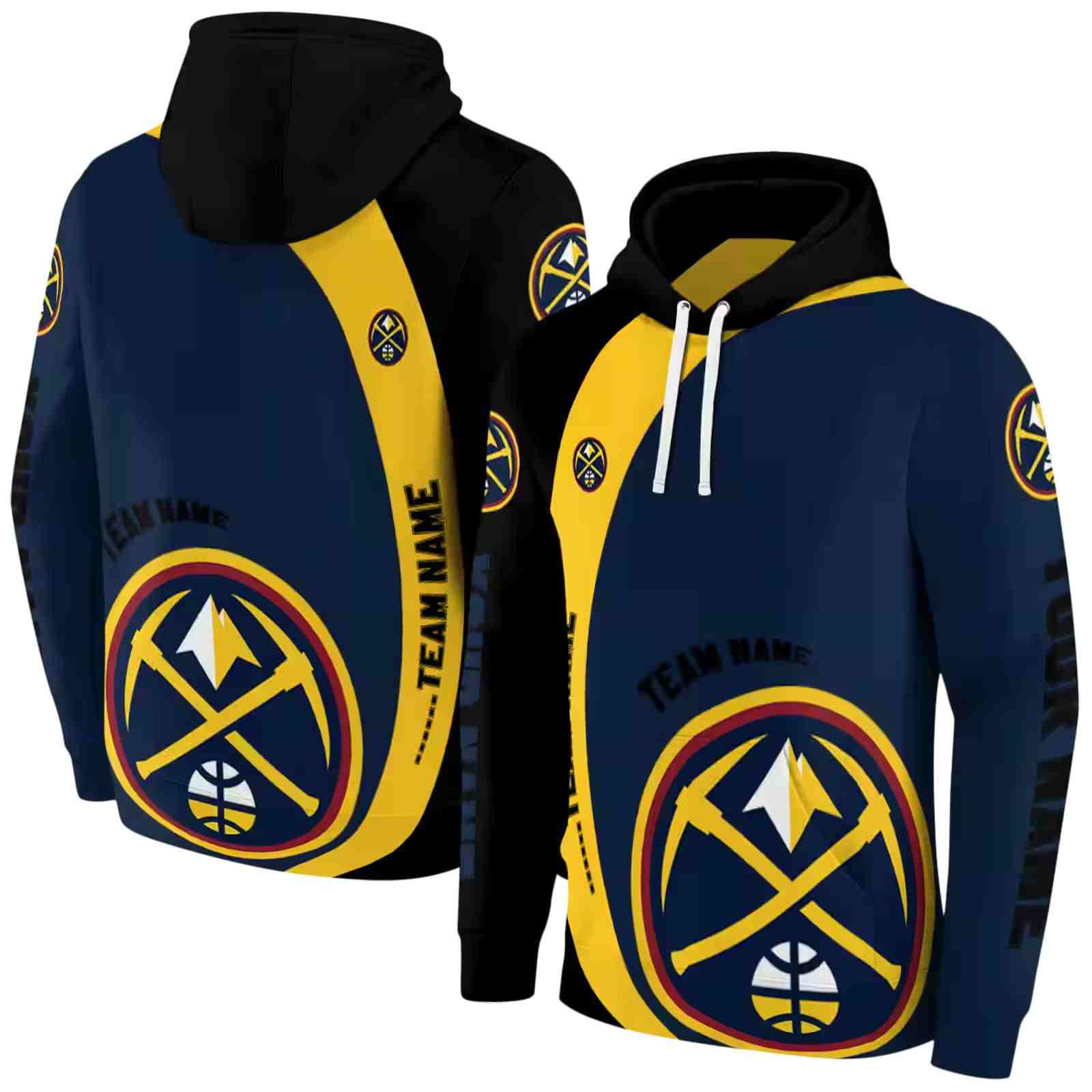 custom denver nuggets minimalist design blue black hoodie fashion forward