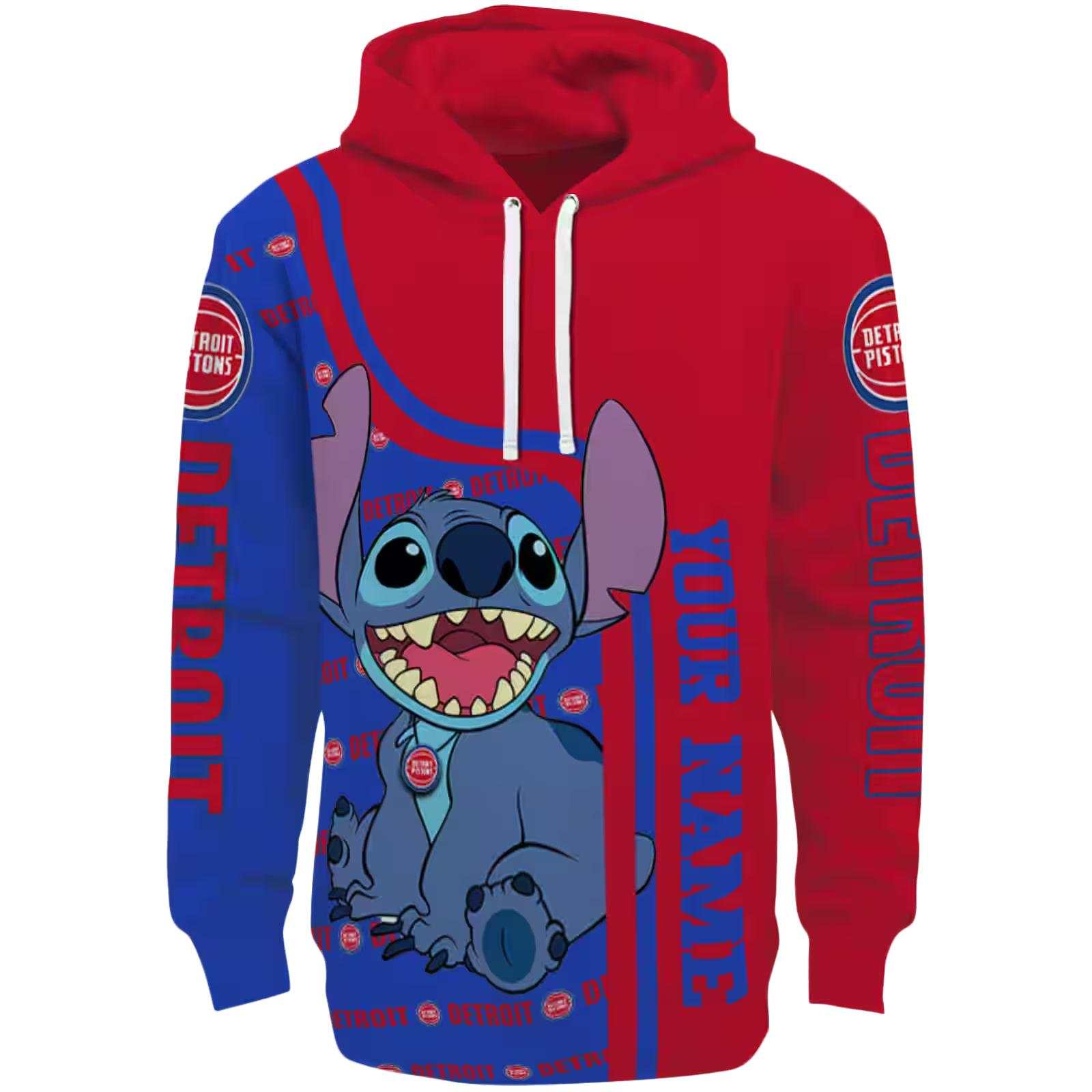 Custom Detroit Pistons Stitch Red Hoodie