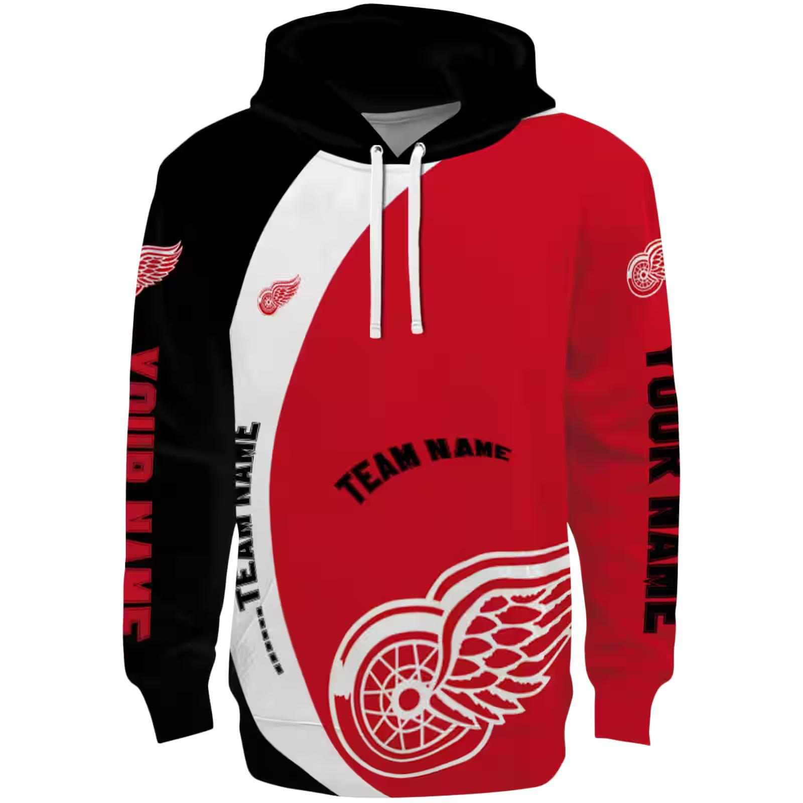 Custom Detroit Red Wings Minimalist Design Red Black Hoodie