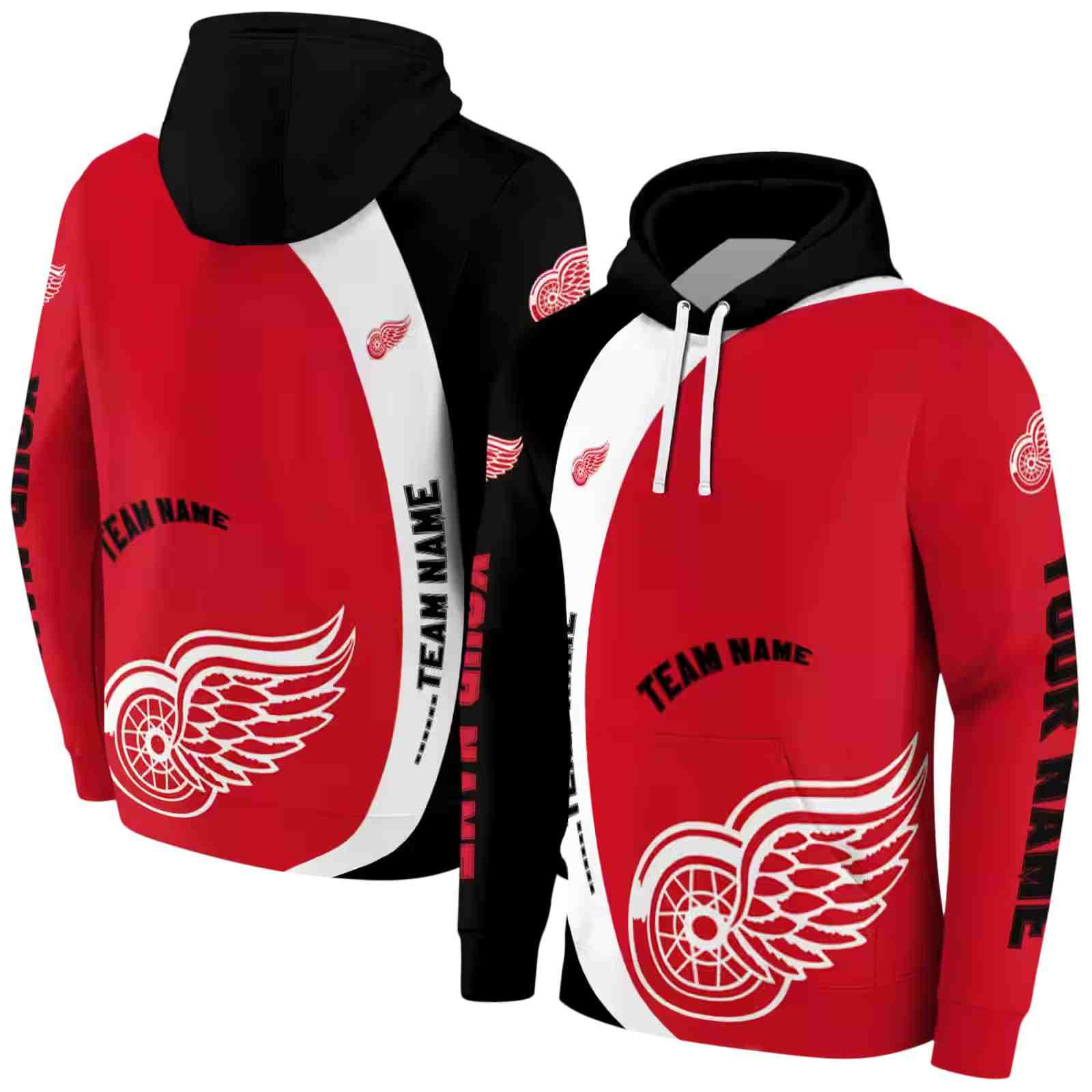 custom detroit red wings minimalist design red black hoodie fashion forward