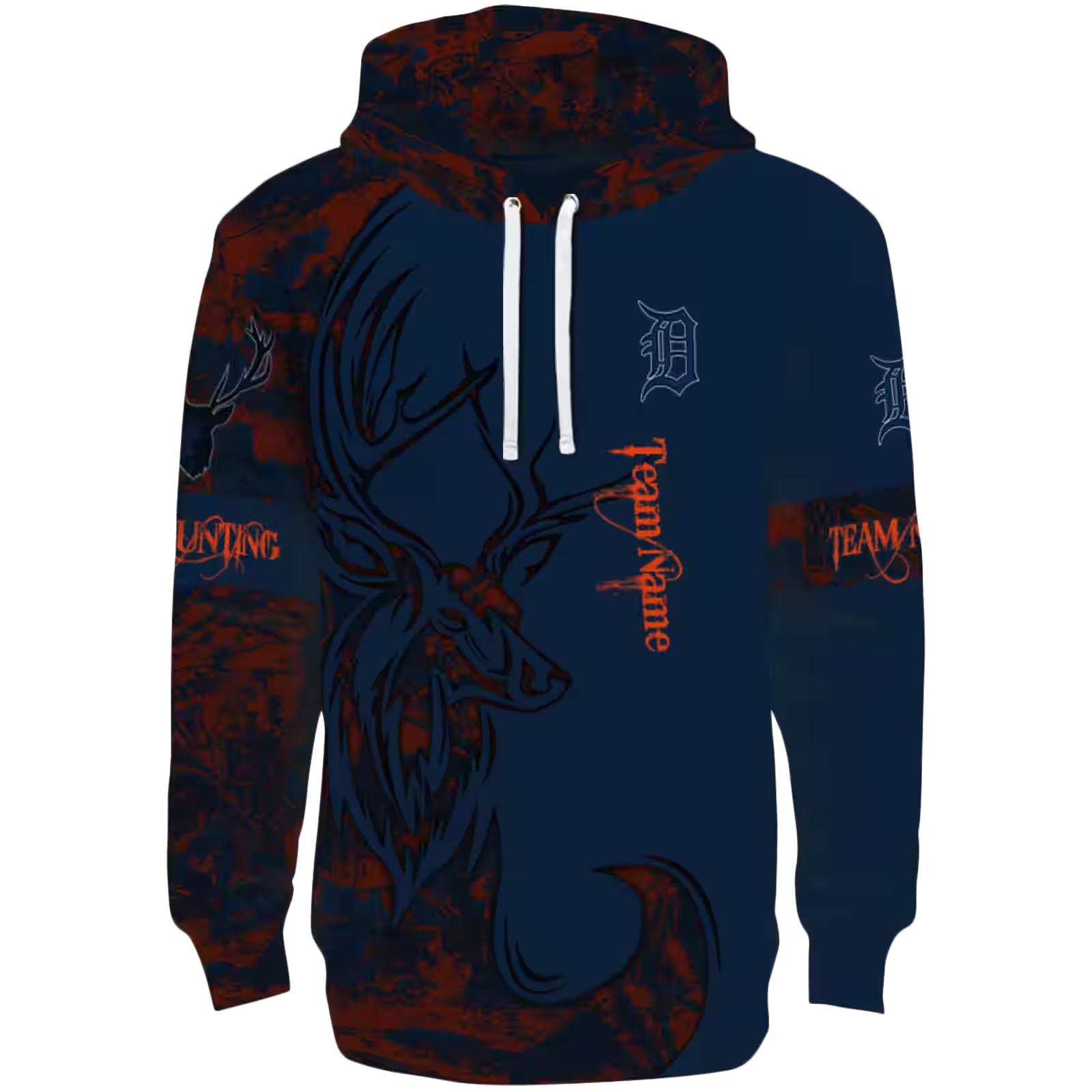 Custom Detroit Tigers Deer Silhouette Navy Hoodie