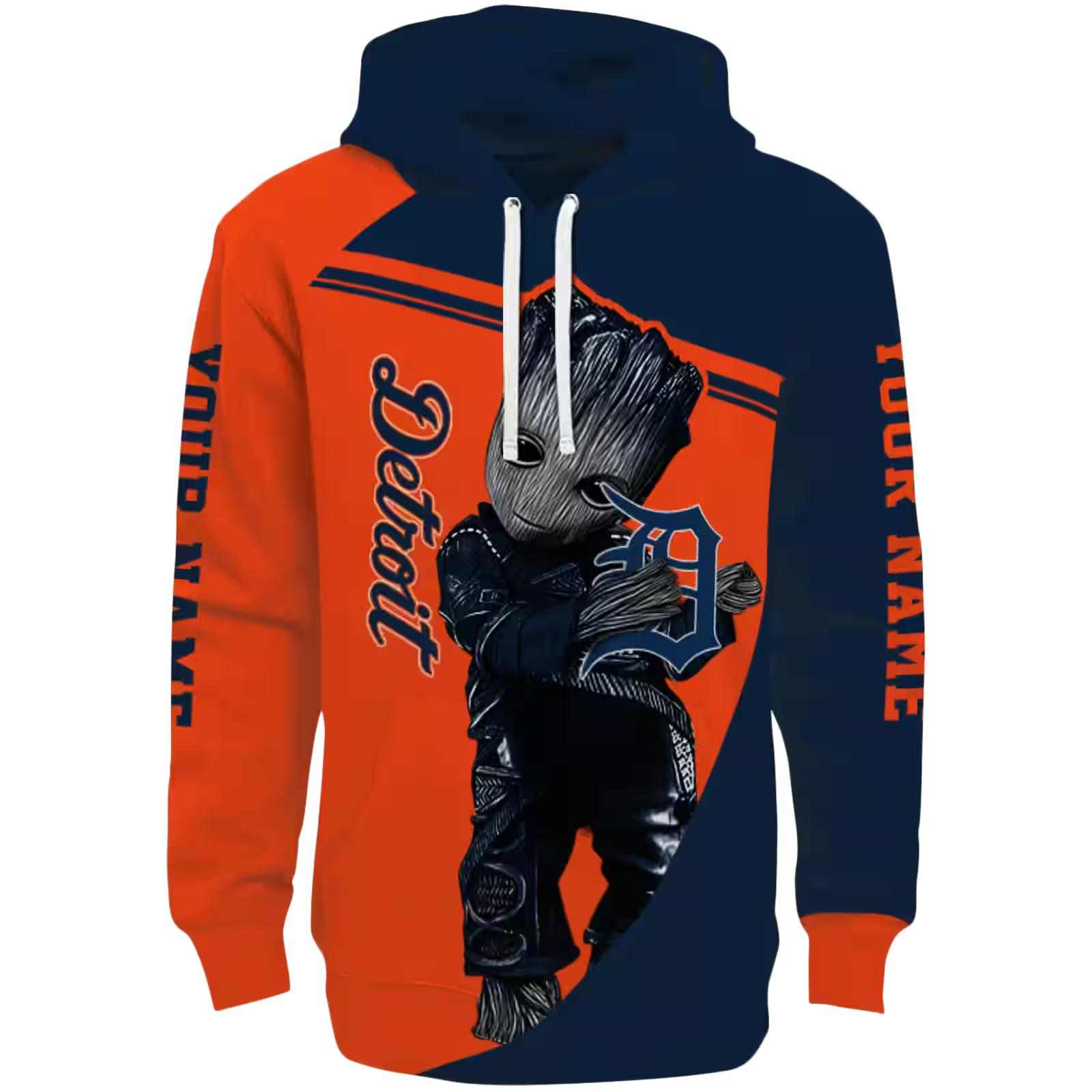 Custom Detroit Tigers Groot Navy Hoodie