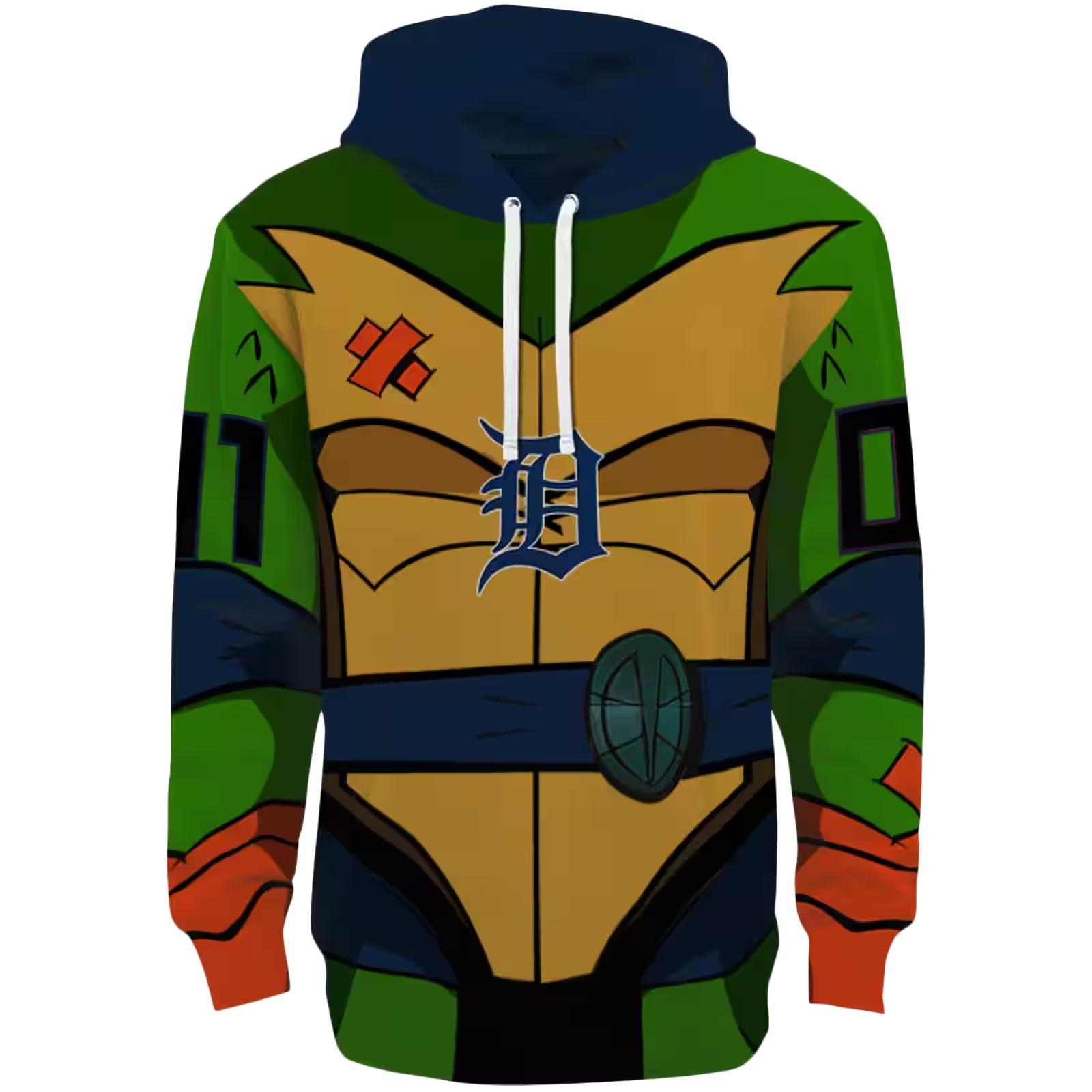 Custom Detroit Tigers Superhero Armor Navy Green Hoodie