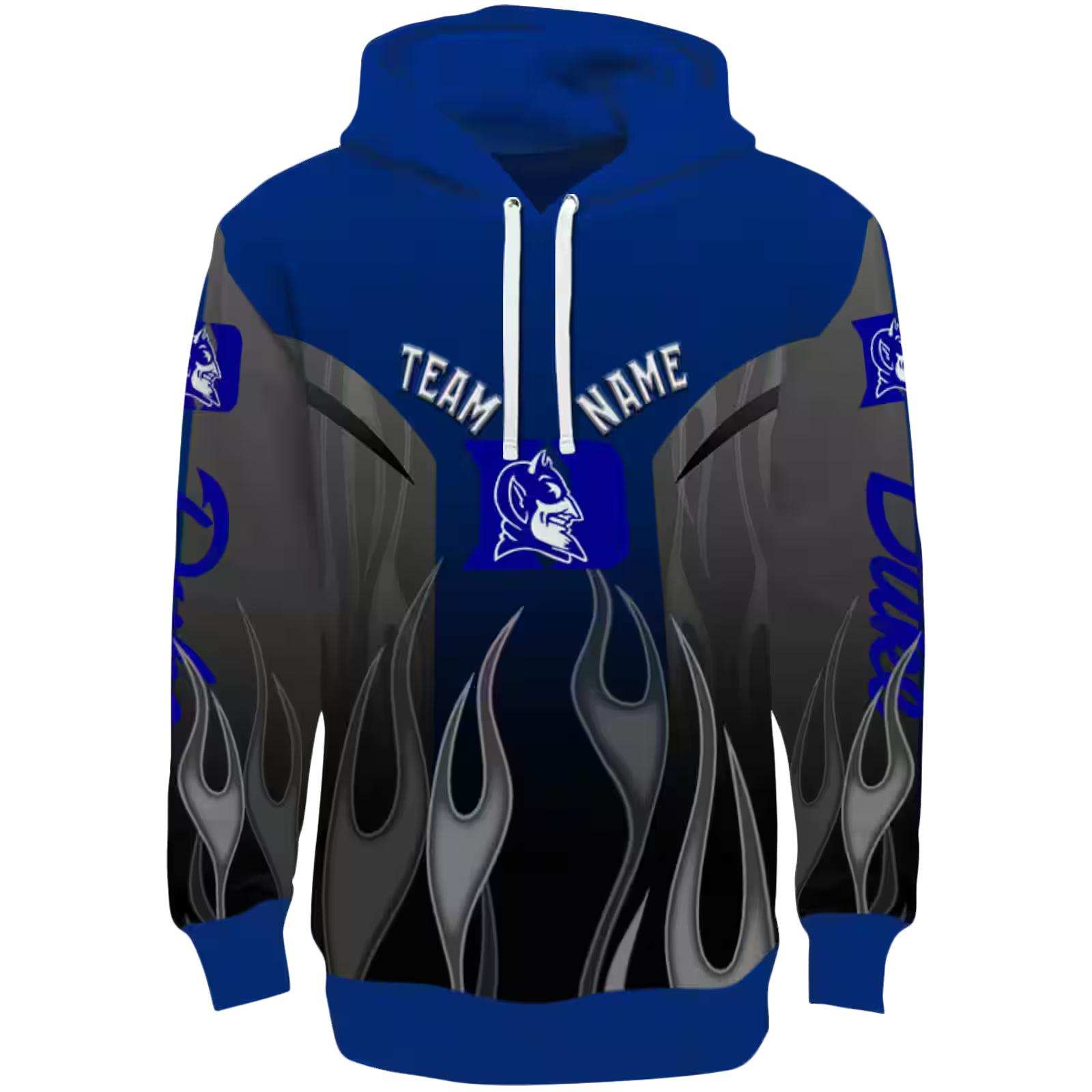 Custom Duke Blue Devils Flame Design Blue Hoodie