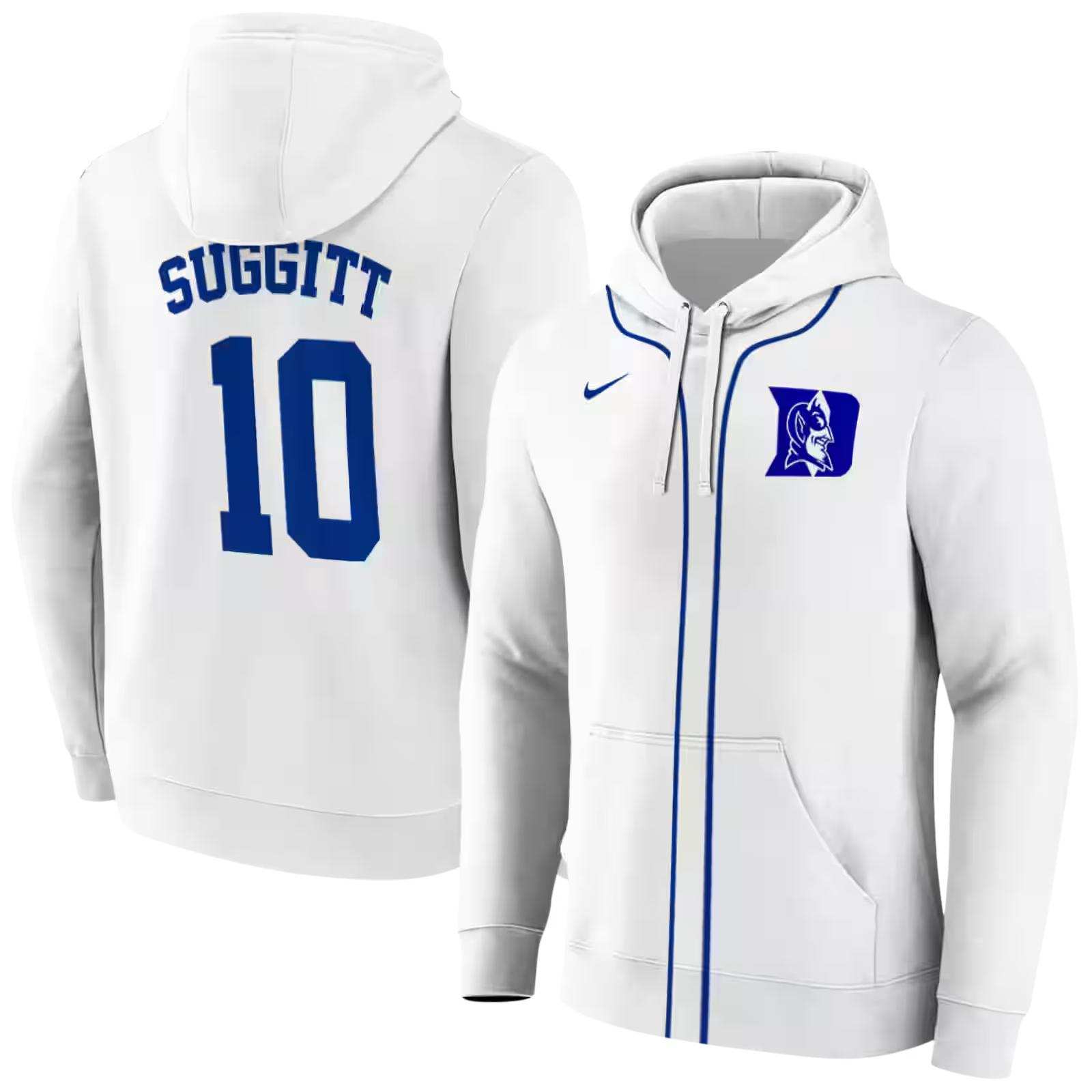 custom duke blue devils sporty stripe white hoodie fashion forward