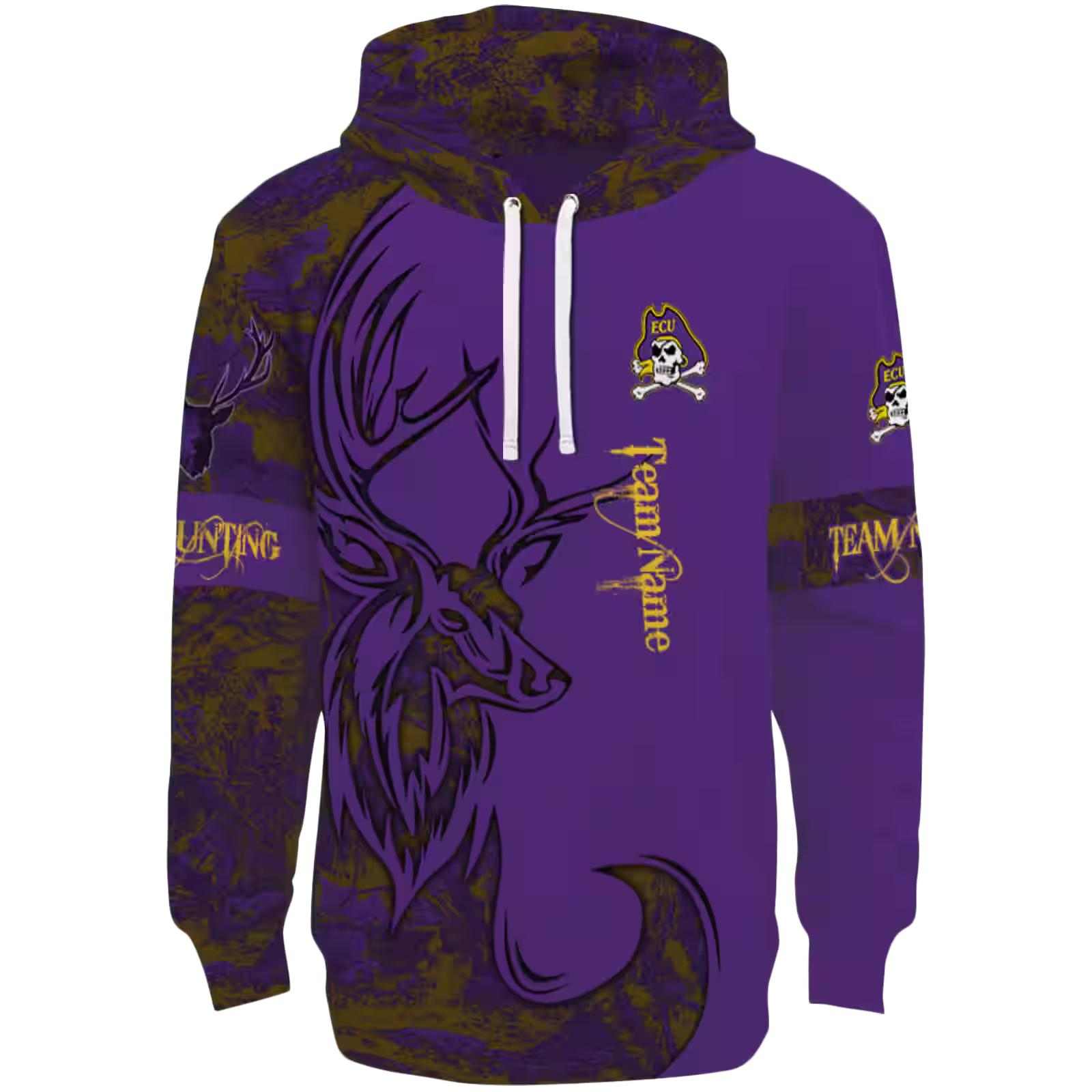 Custom East Carolina Pirates Deer Silhouette Purple Hoodie