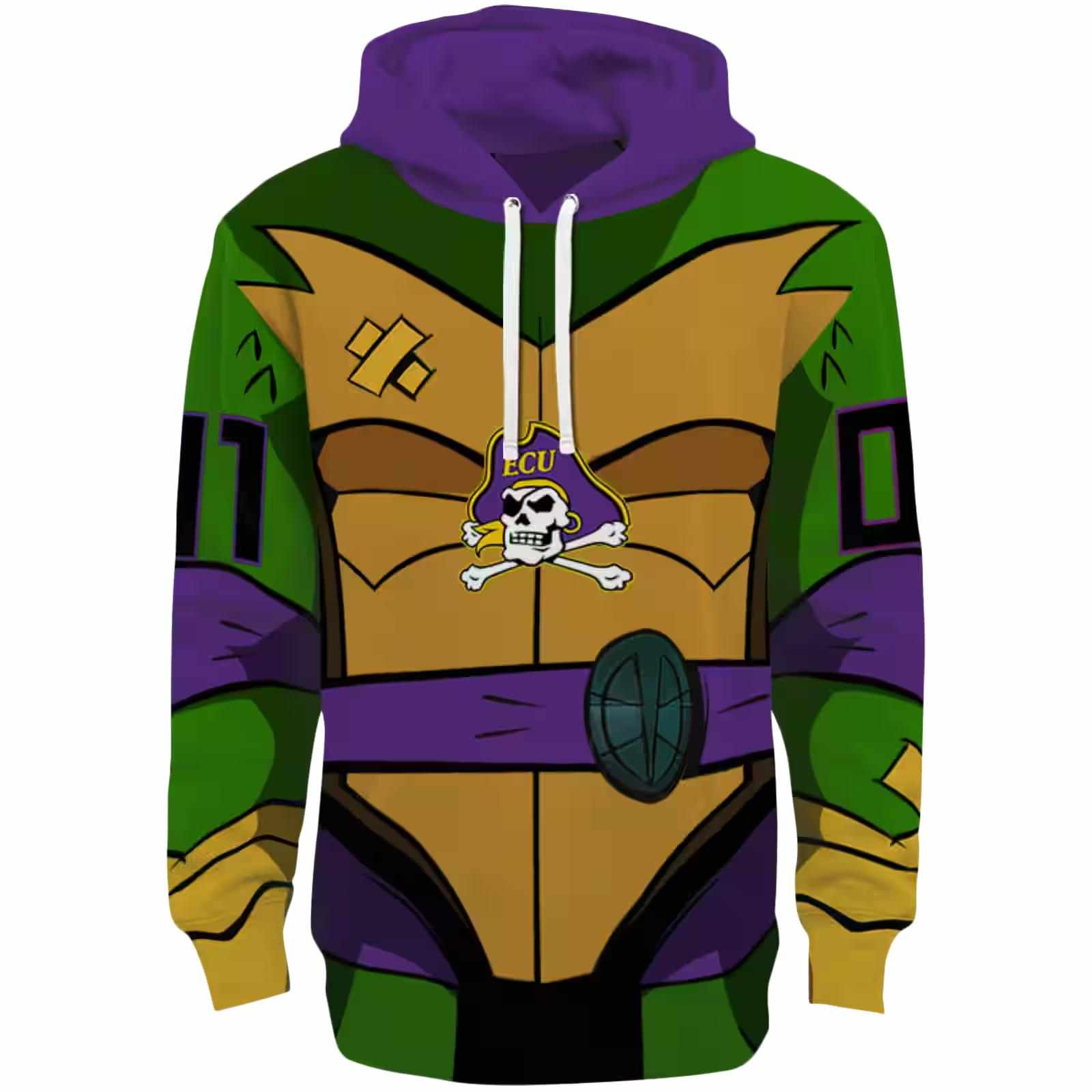 Custom East Carolina Pirates Superhero Armor Purple Green Hoodie