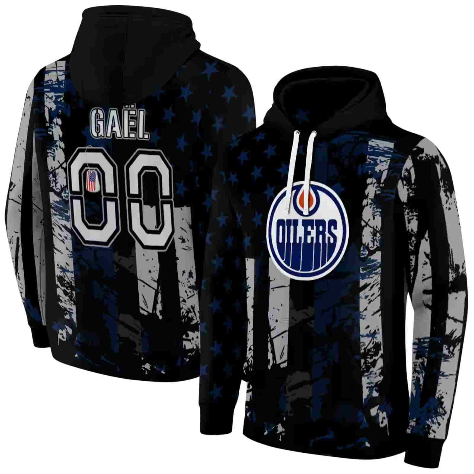 custom edmonton oilers distressed flag blue black hoodie fashion forward