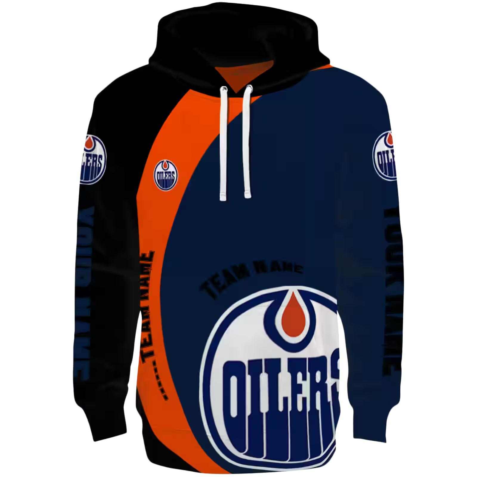 Custom Edmonton Oilers Minimalist Design Blue Black Hoodie