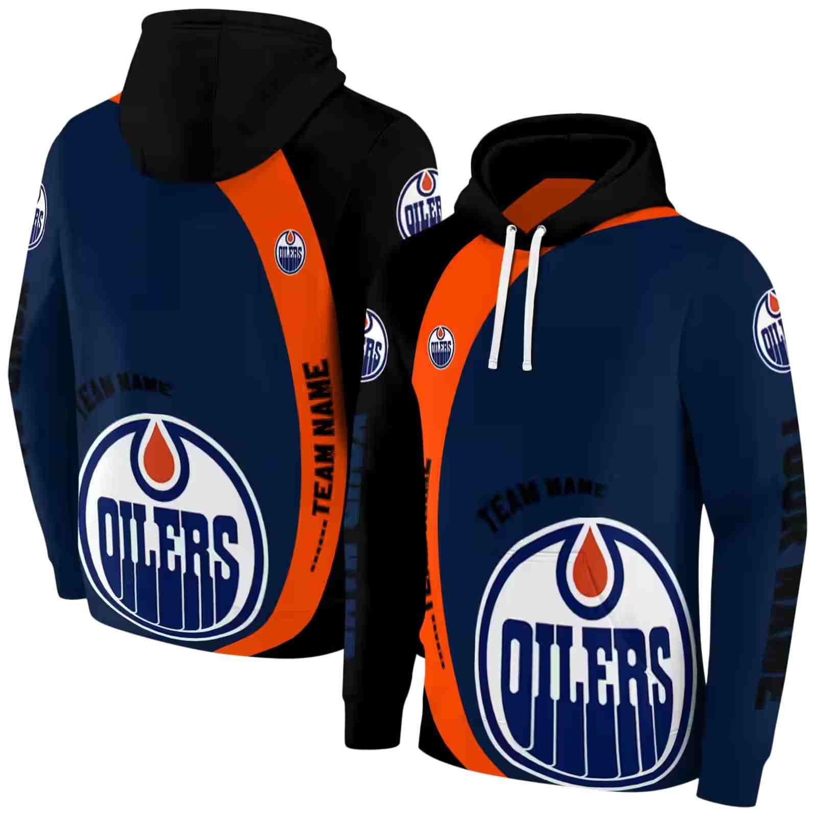 custom edmonton oilers minimalist design blue black hoodie fashion forward