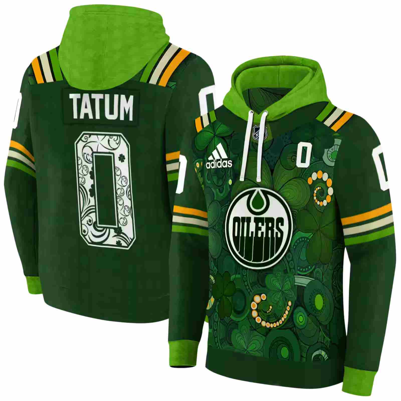 custom edmonton oilers shamrock theme green hoodie fashion forward