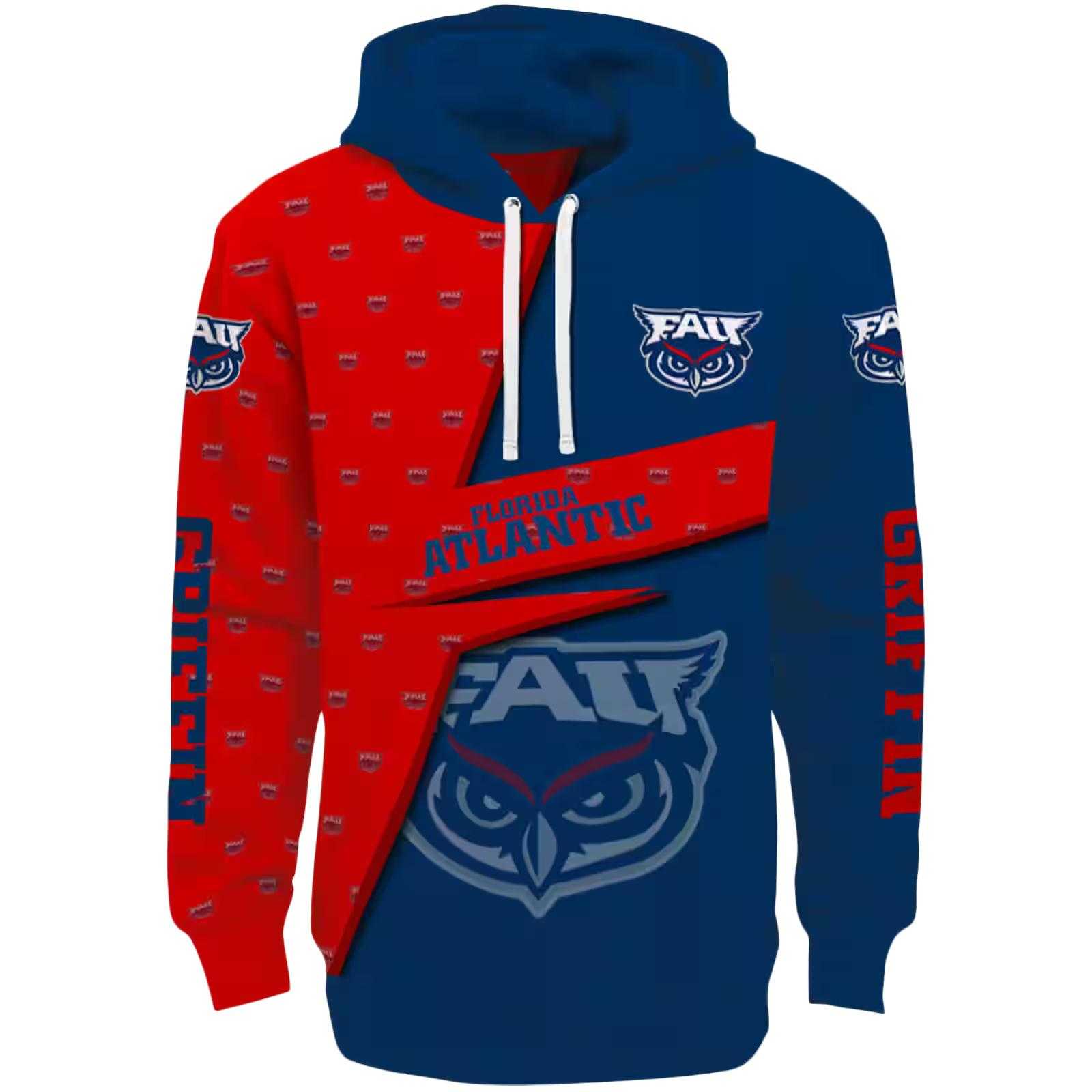 Custom Florida Atlantic Owls Abstract Shape Blue Hoodie