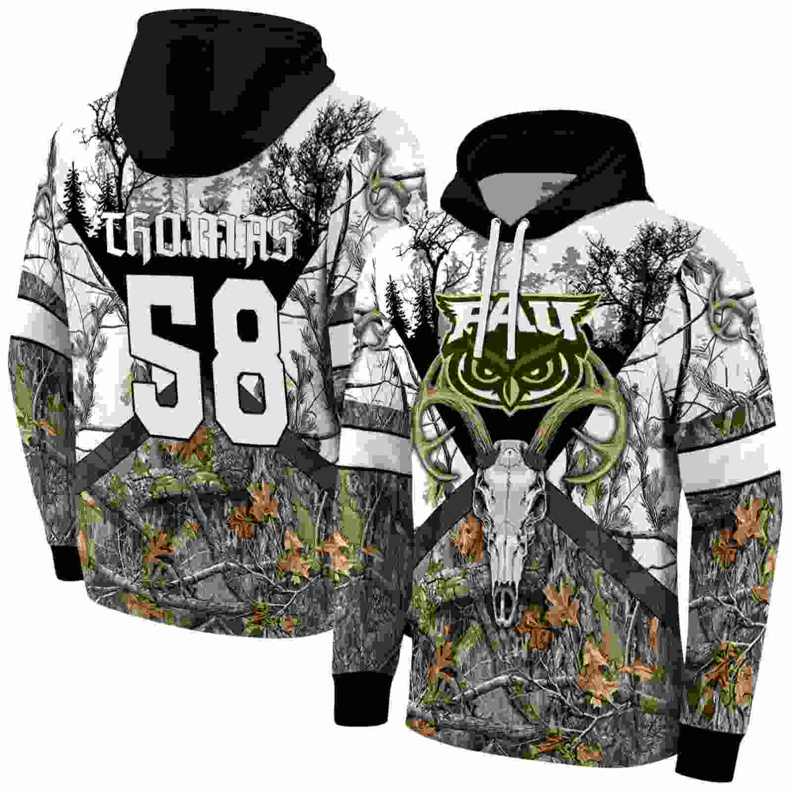 custom florida atlantic owls forest silhouette hoodie fashion forward