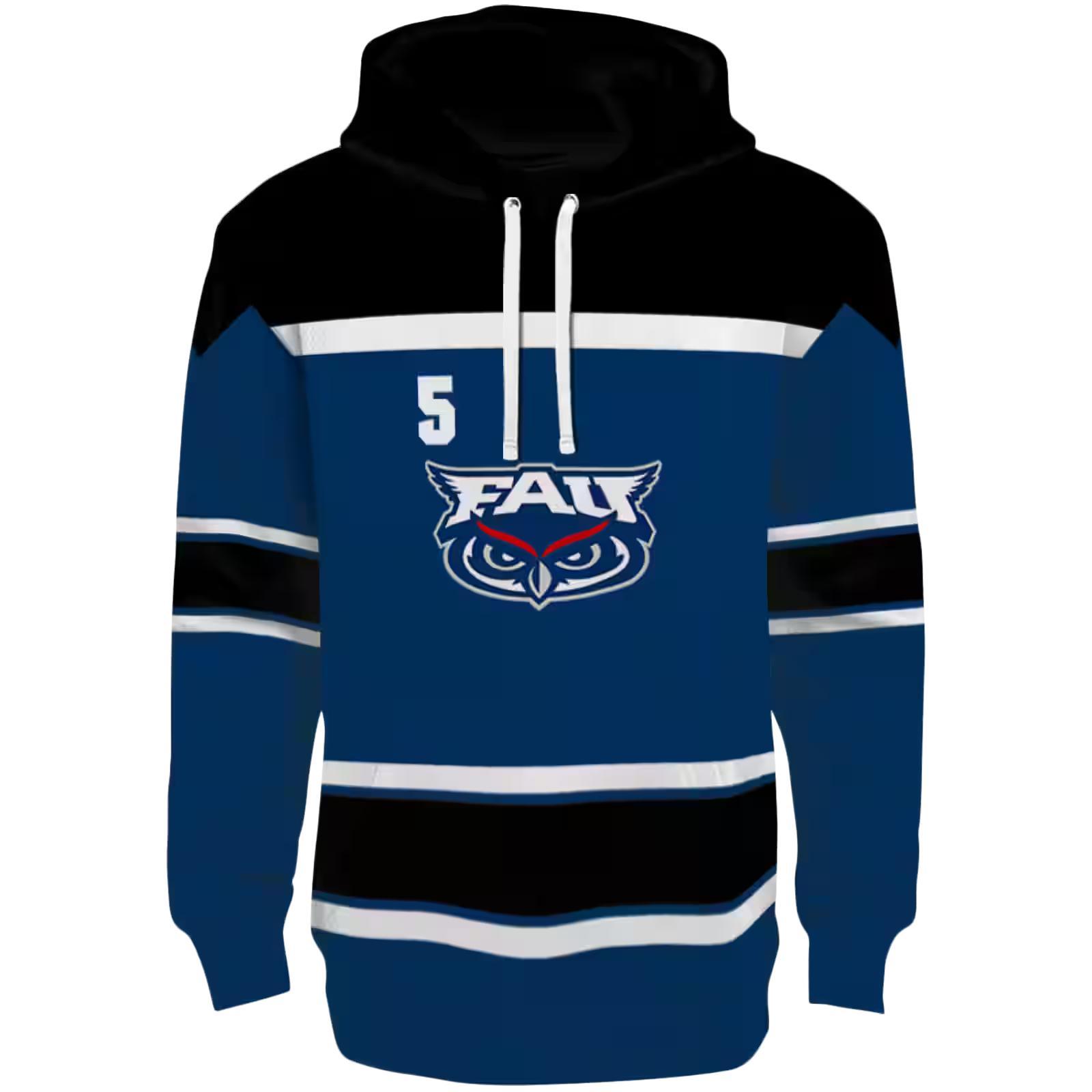 Custom Florida Atlantic Owls Striped Pattern Blue Hoodie