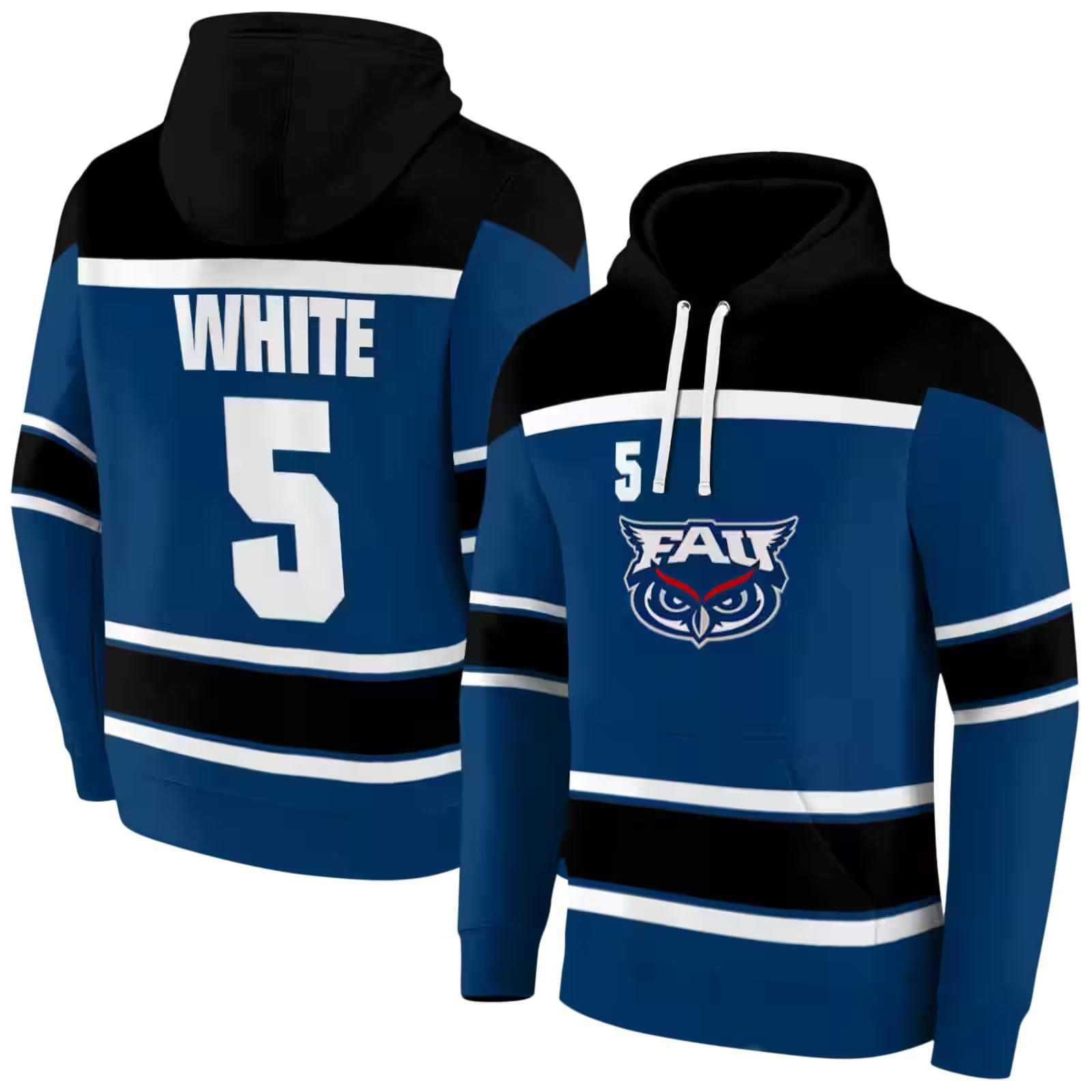 custom florida atlantic owls striped pattern blue hoodie fashion forward