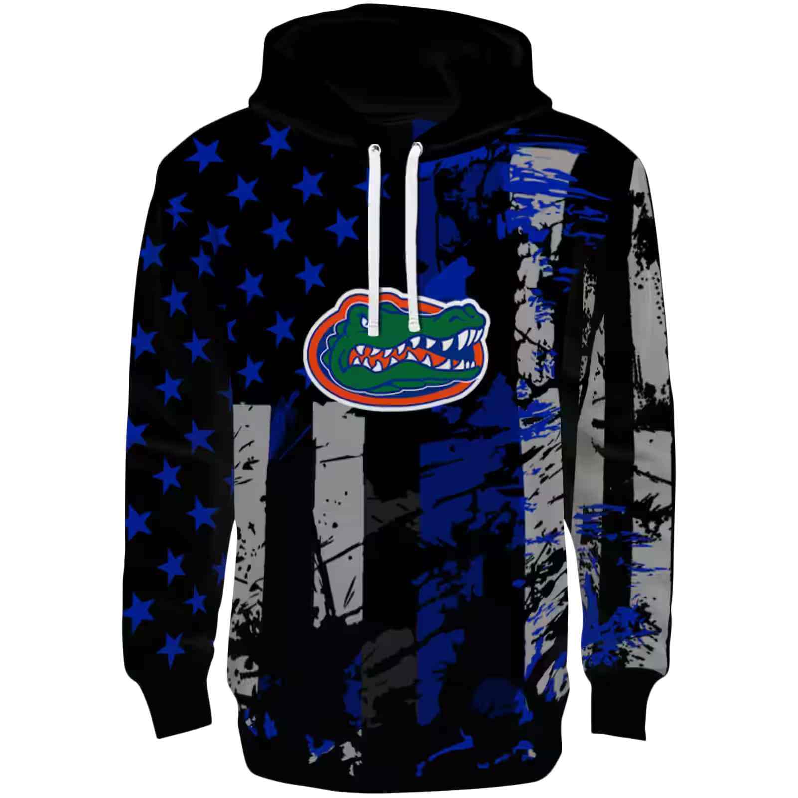 Custom Florida Gators Distressed Flag Blue Black Hoodie