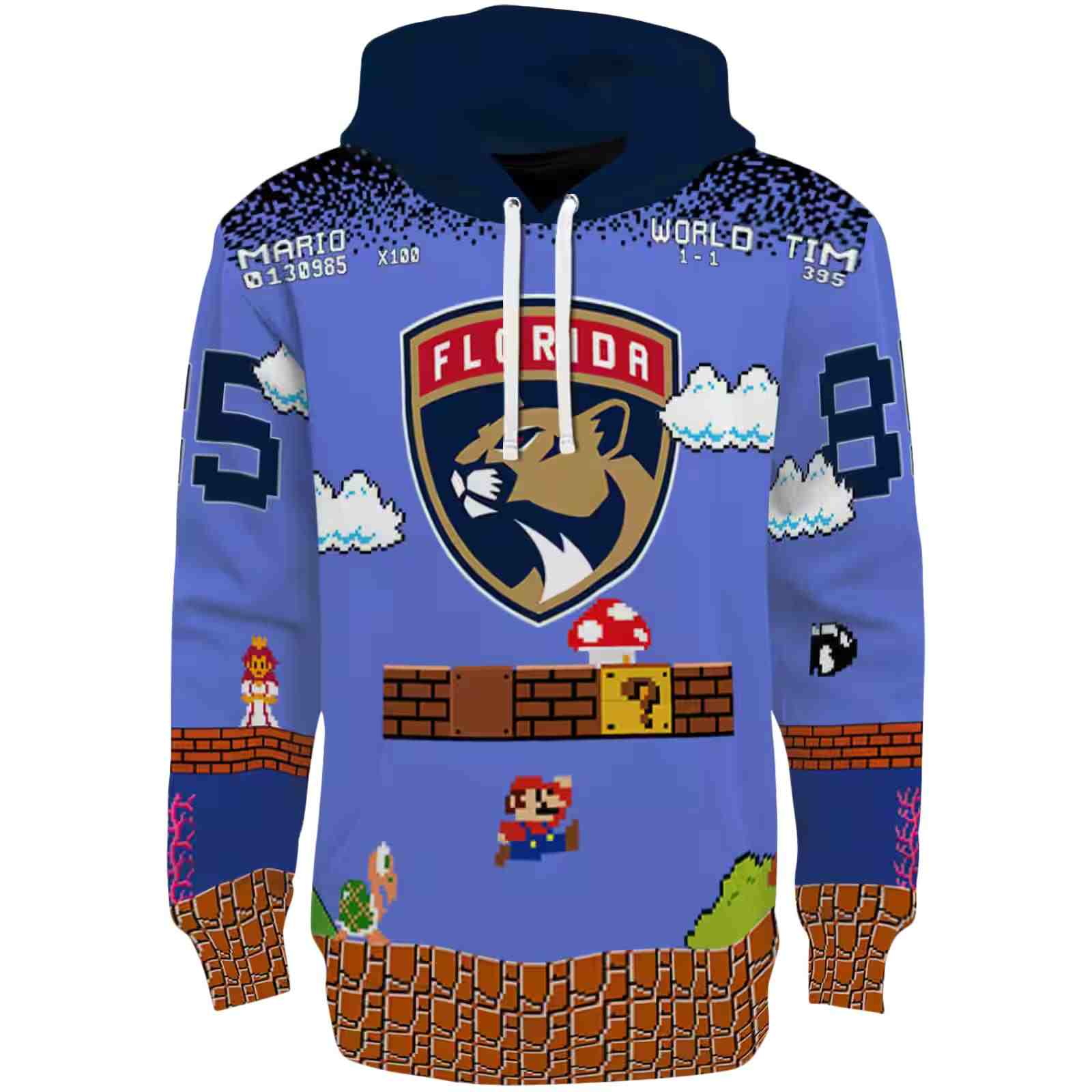 Custom Florida Panthers Mario Blue Black Hoodie