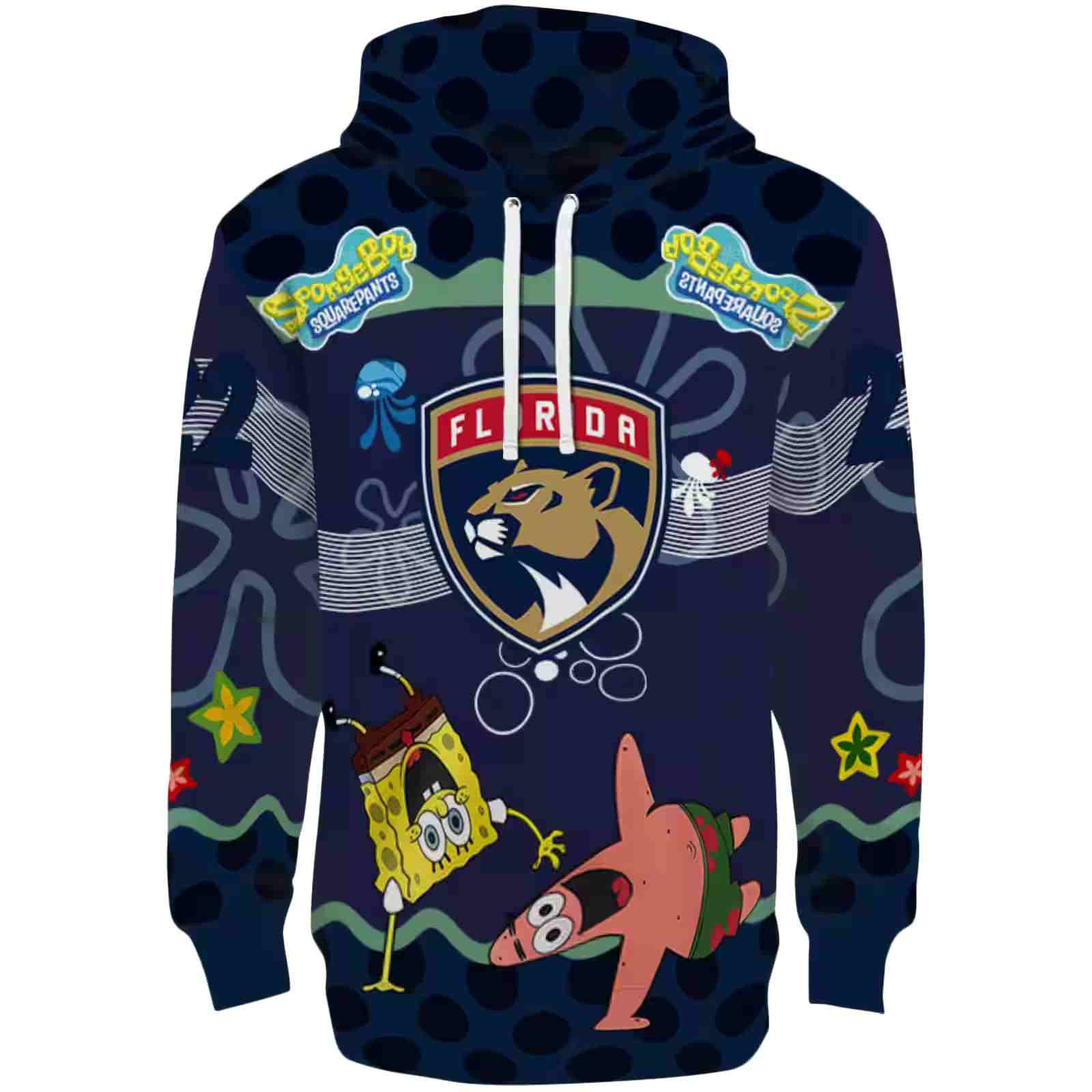 Custom Florida Panthers Spongebob Patrick Star Red Navy Hoodie