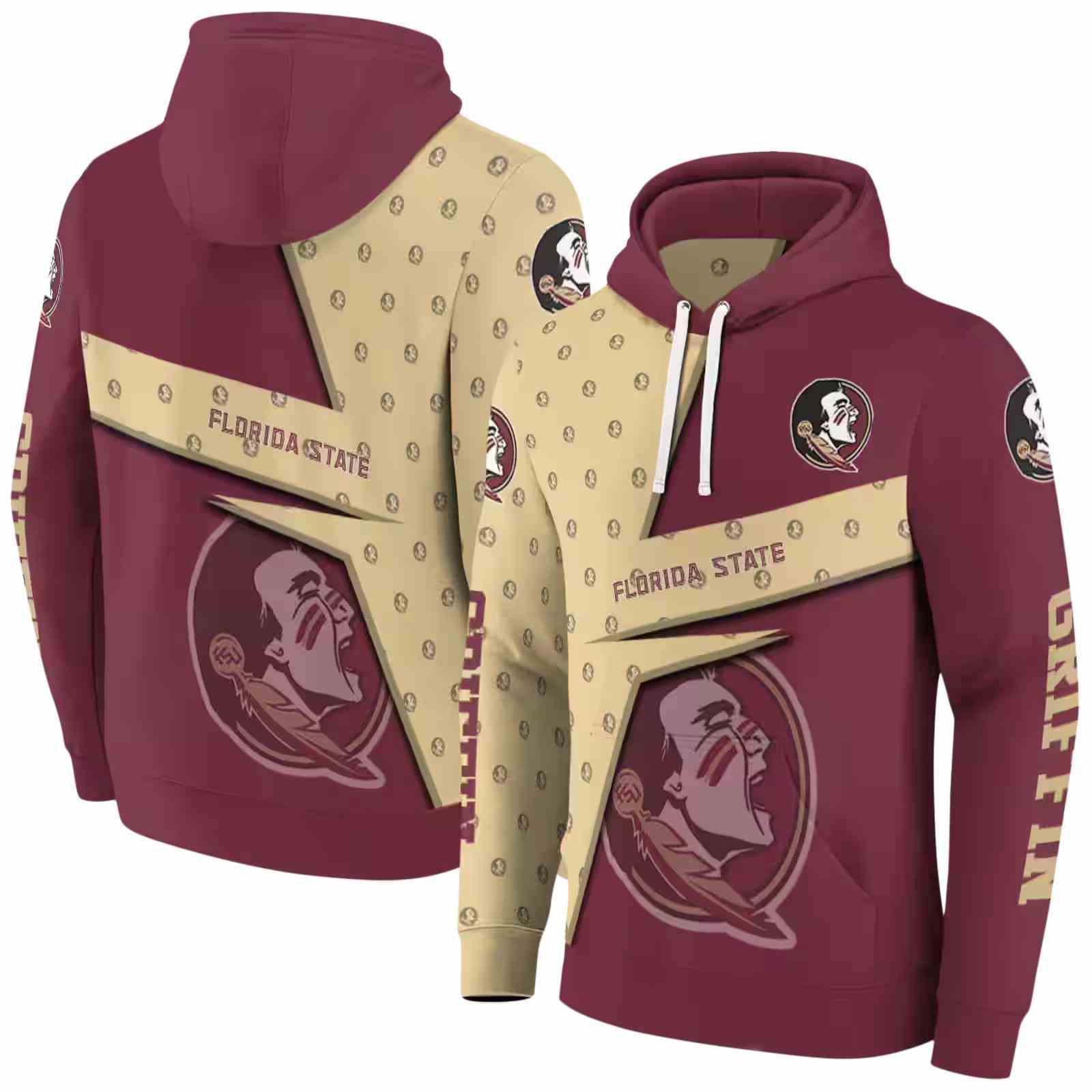 custom florida state seminoles abstract shape garnet hoodie fashion forward