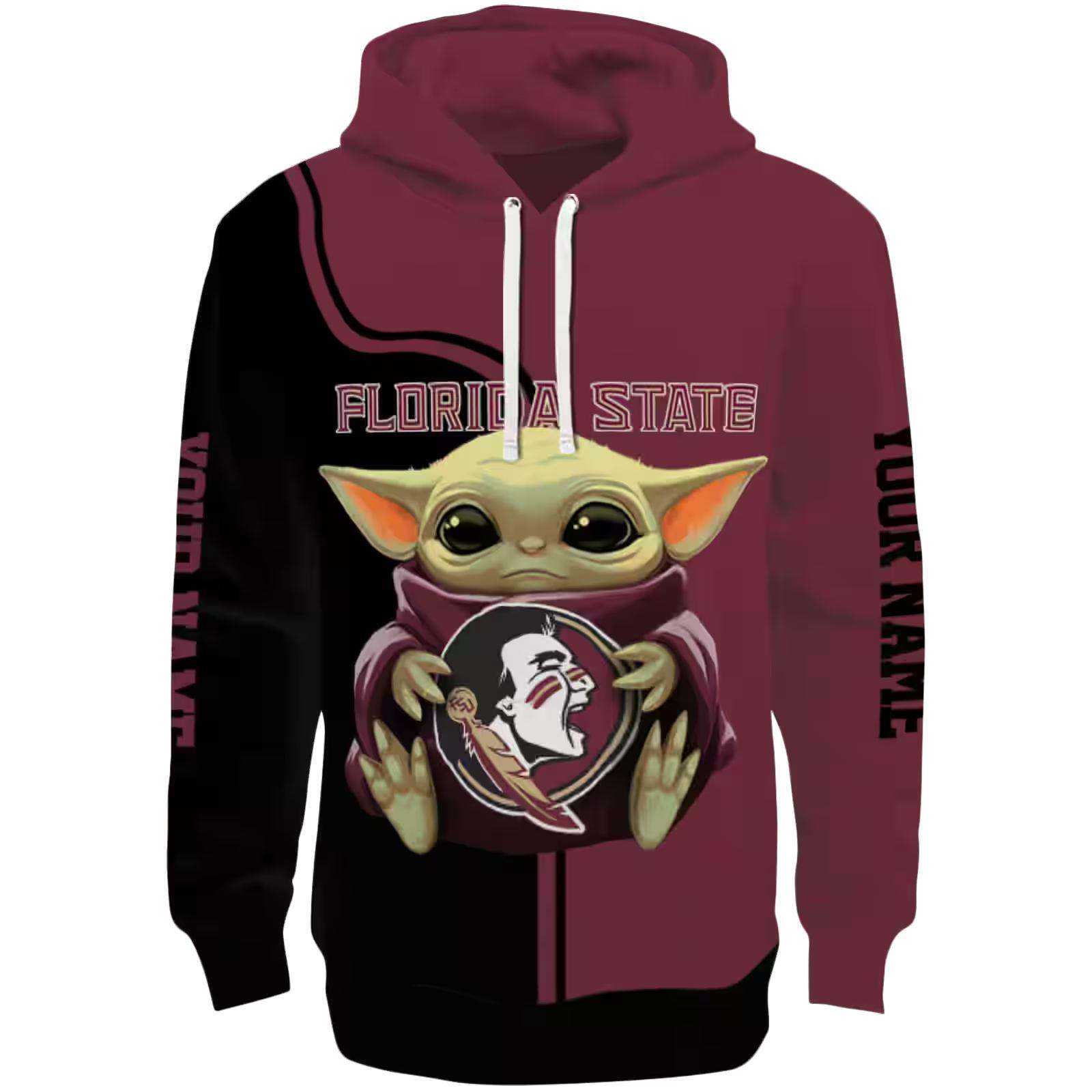 Custom Florida State Seminoles Baby Yoda Garnet Black Hoodie