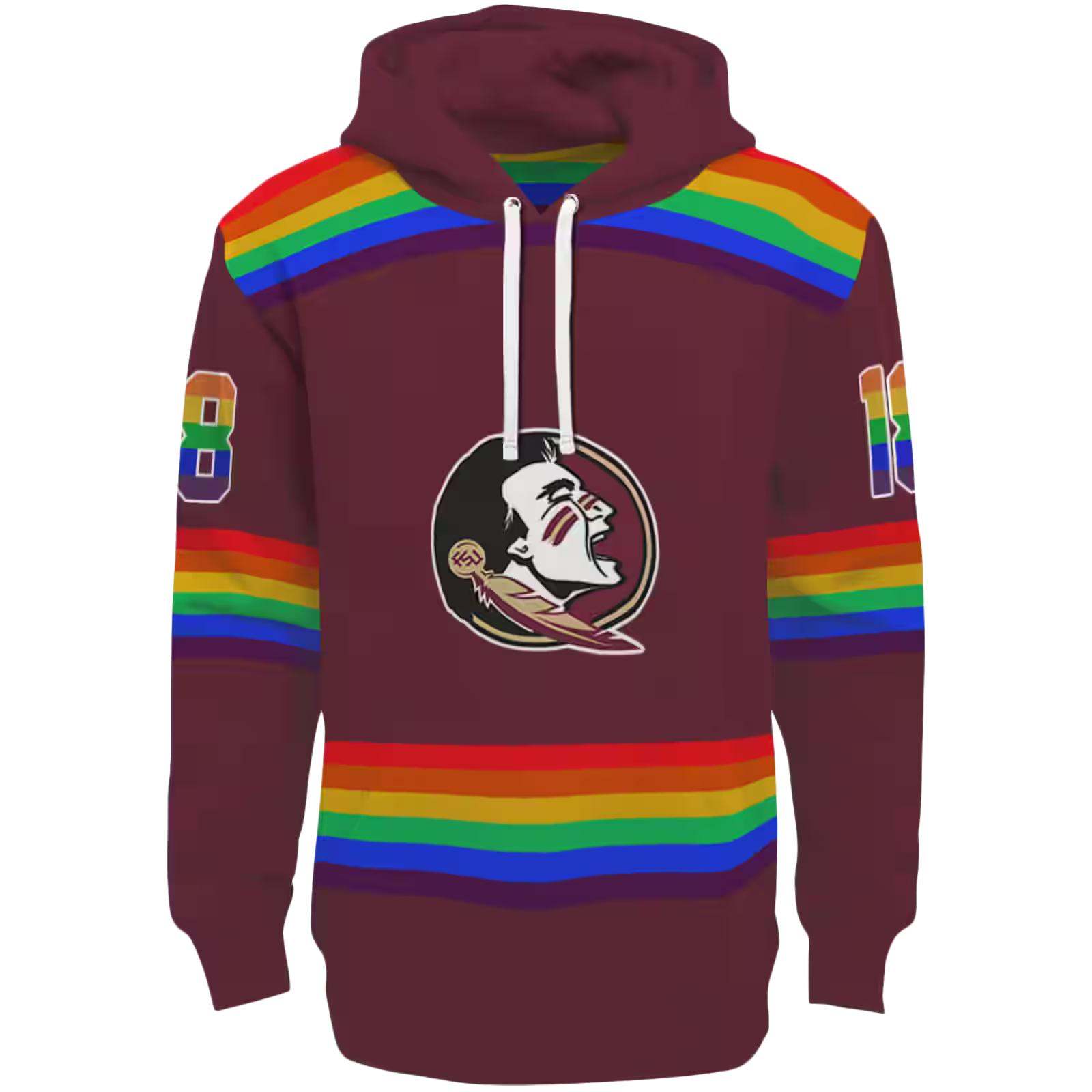 Custom Florida State Seminoles Rainbow Stripes Garnet Hoodie