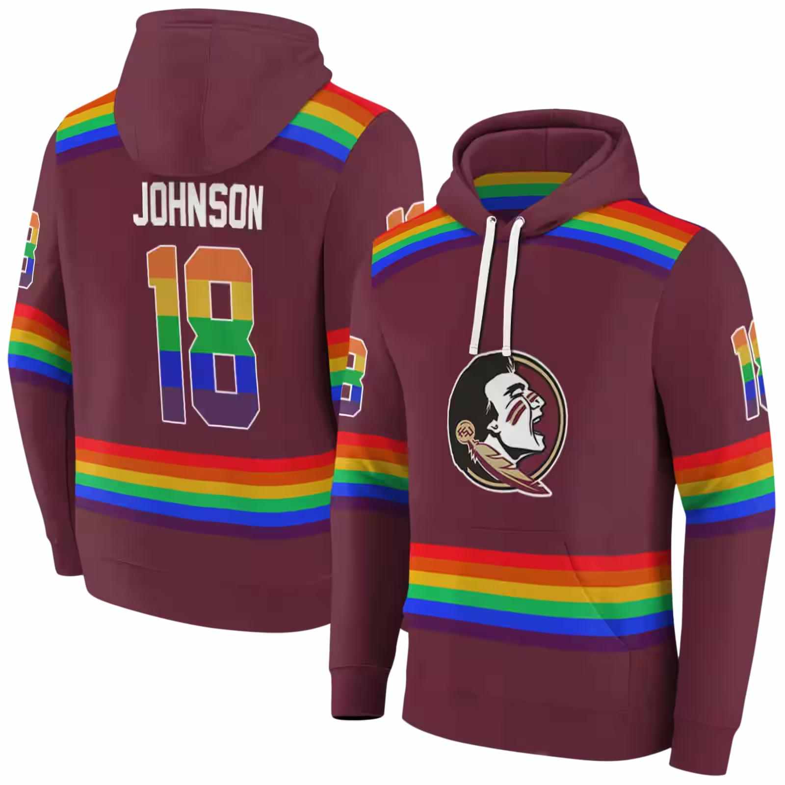 custom florida state seminoles rainbow stripes garnet hoodie fashion forward
