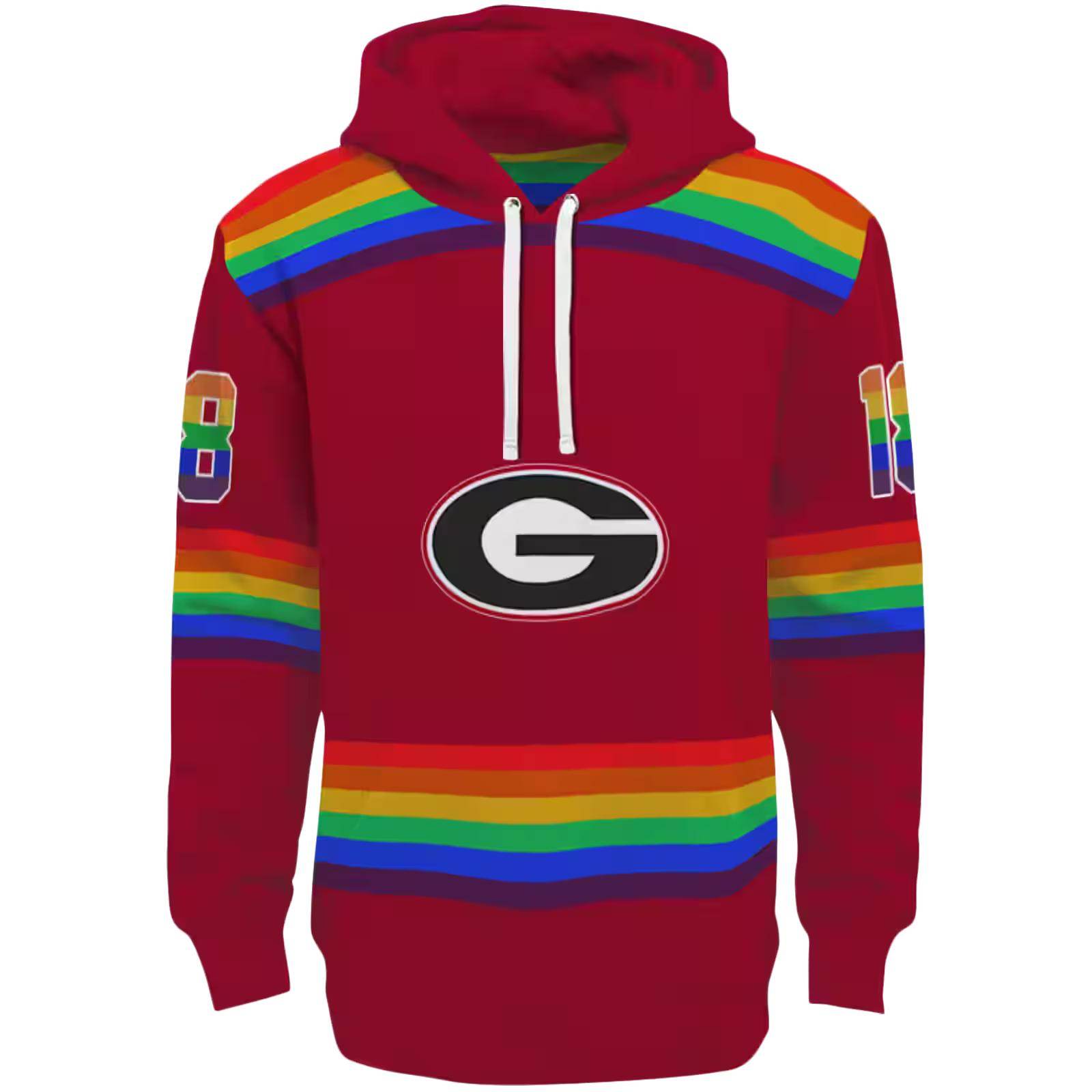 Custom Georgia Bulldogs Rainbow Stripes Red Hoodie