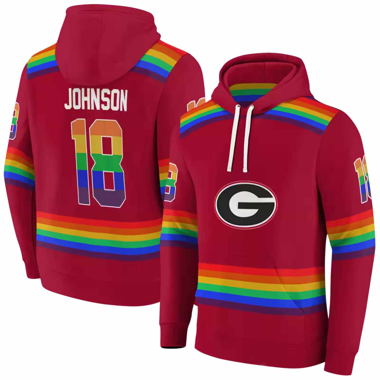 custom georgia bulldogs rainbow stripes red hoodie fashion forward