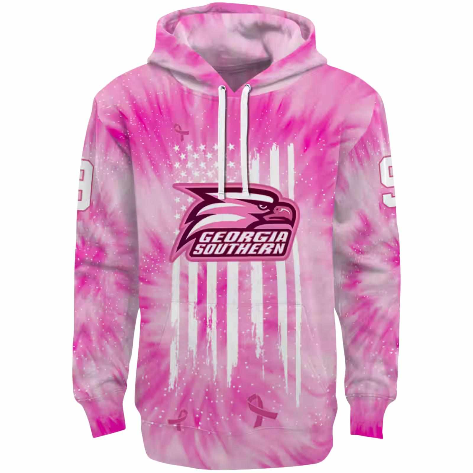 Custom Georgia Southern Eagles Cancer Support Pink Hoodie