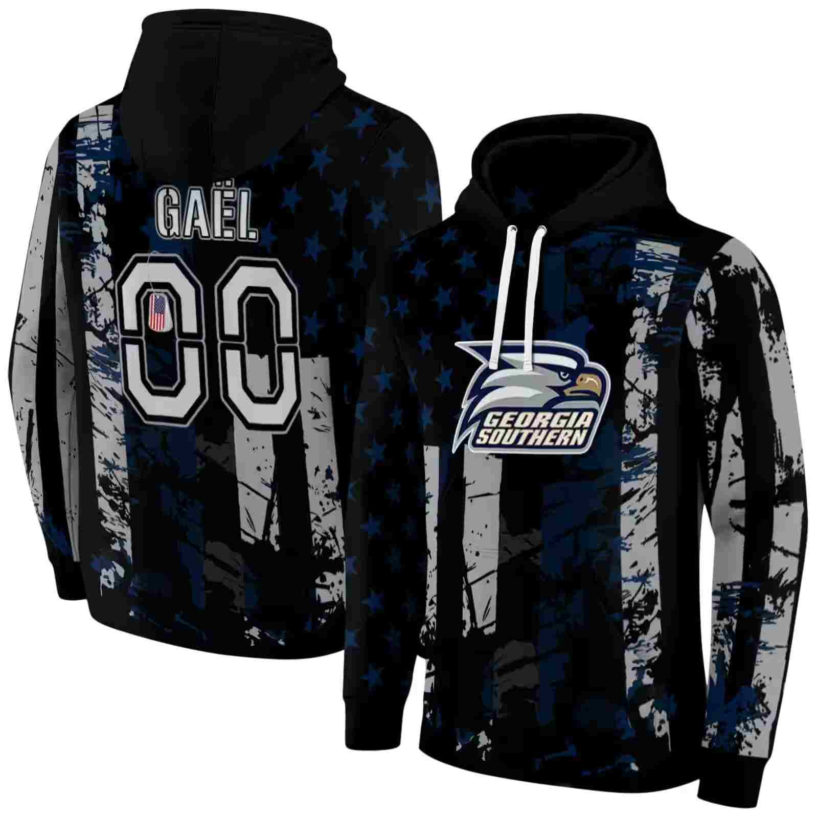custom georgia southern eagles distressed flag blue black hoodie fashion forward