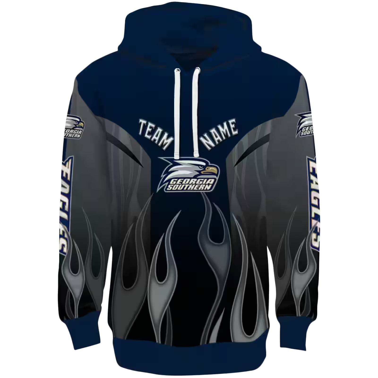 Custom Georgia Southern Eagles Flame Design Blue Hoodie