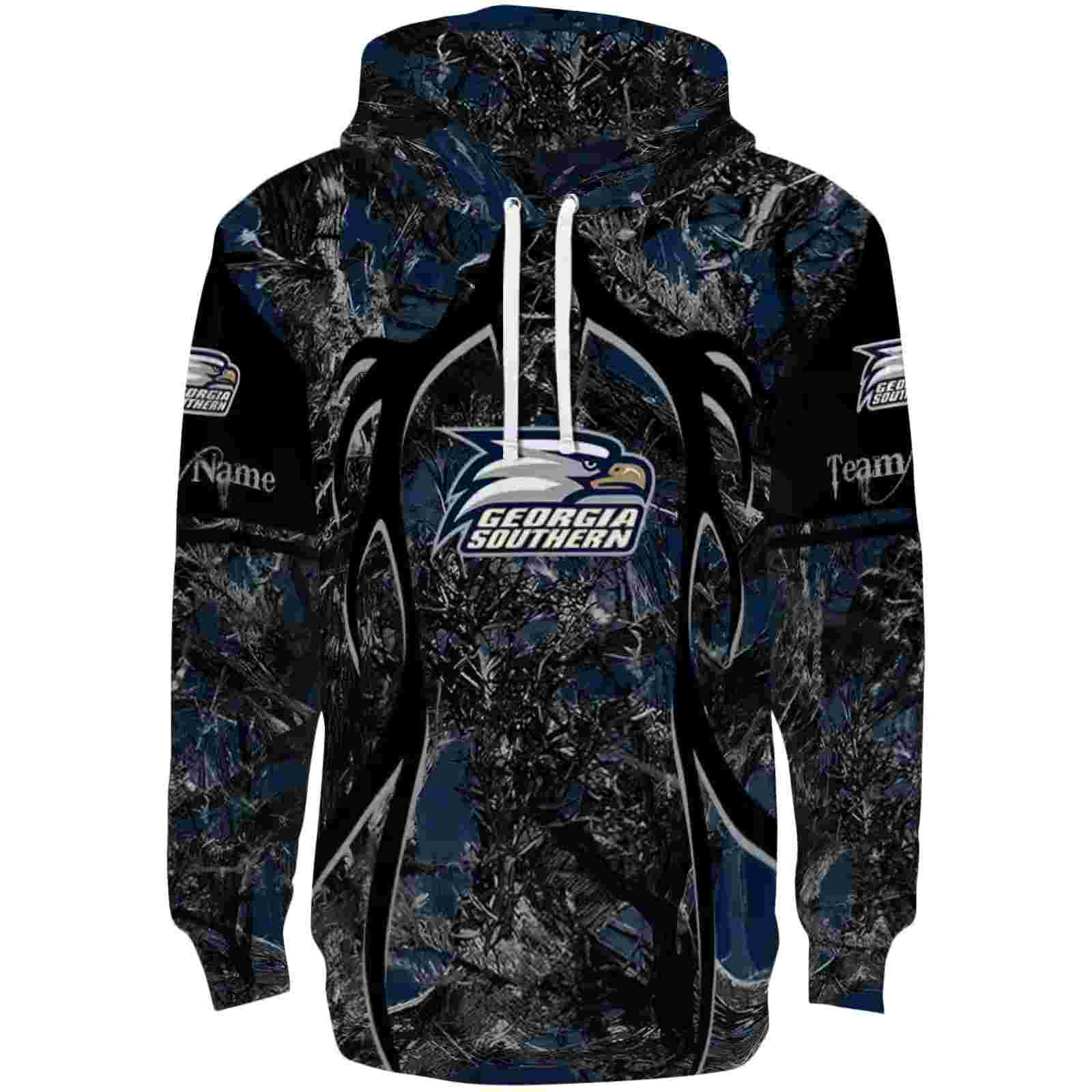 Custom Georgia Southern Eagles Hunting Theme Blue Black Hoodie