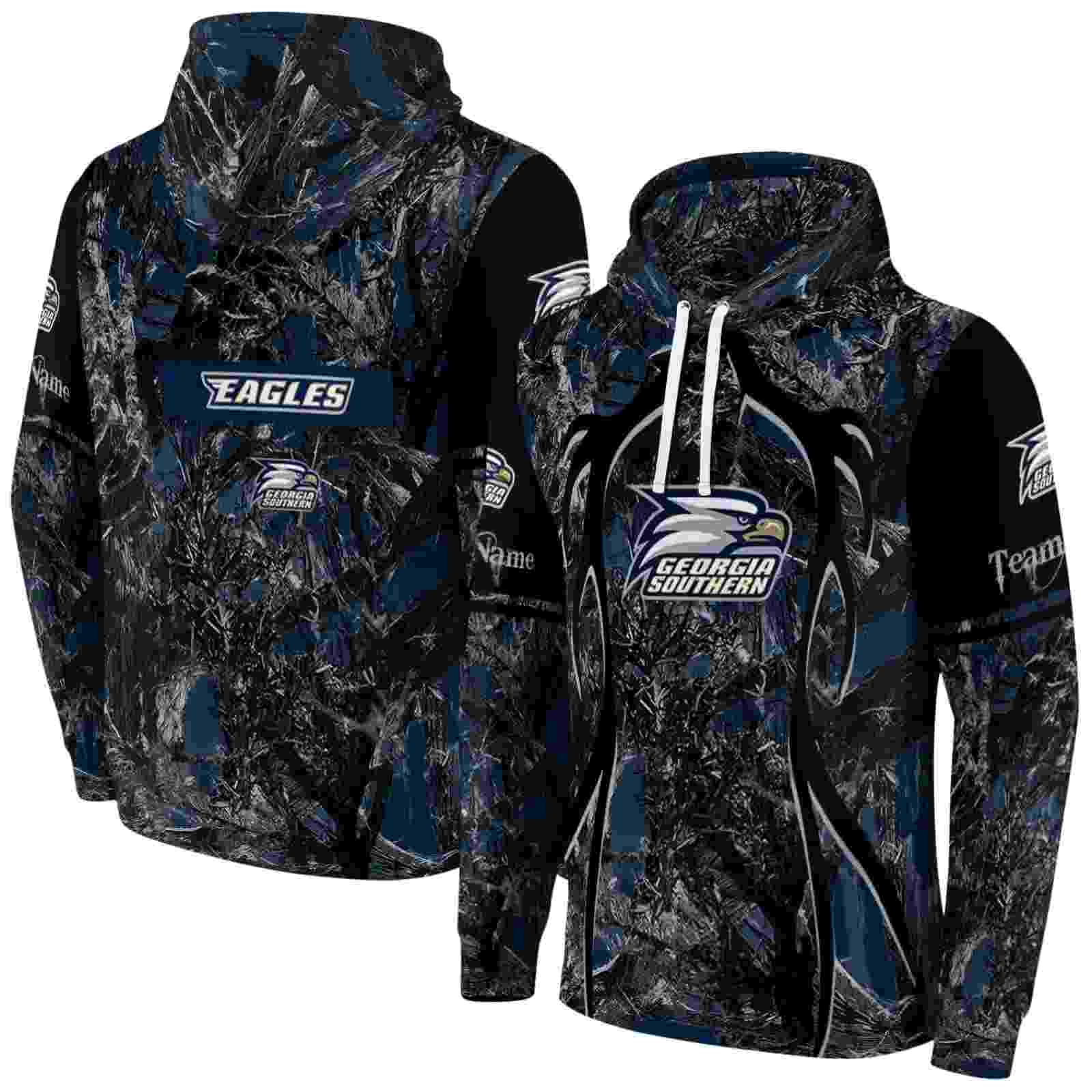 custom georgia southern eagles hunting theme blue black hoodie fashion forward