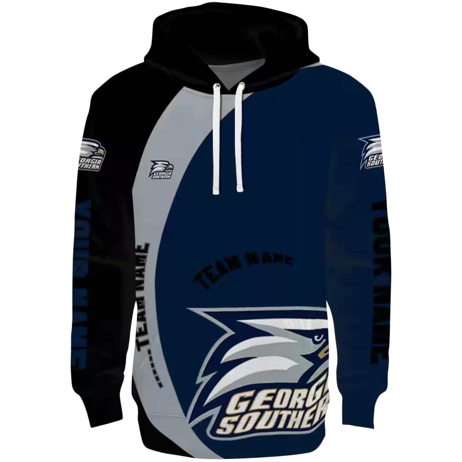 Custom Georgia Southern Eagles Minimalist Design Blue Black Hoodie