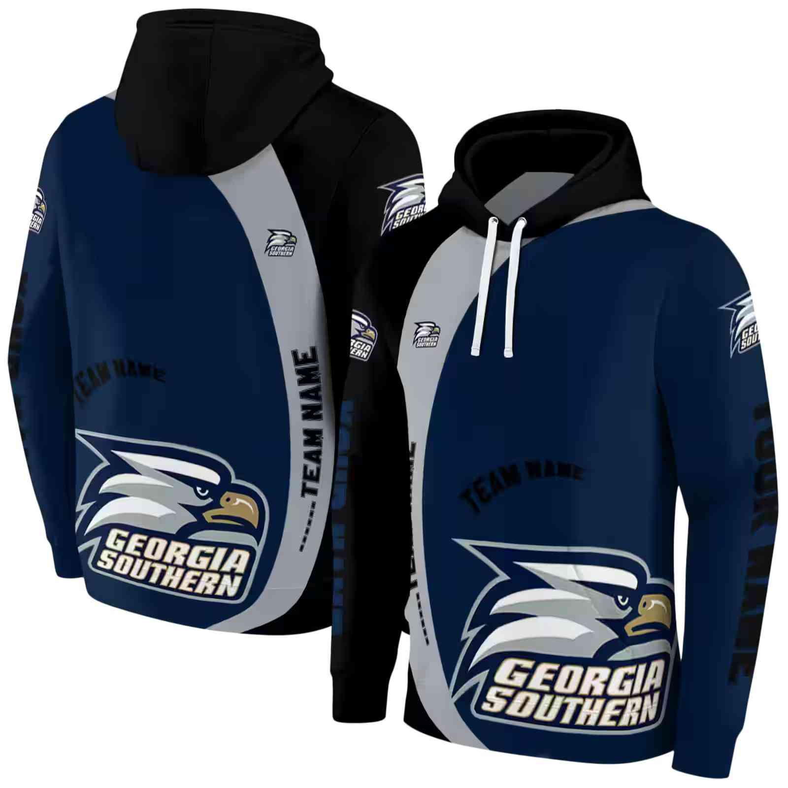 custom georgia southern eagles minimalist design blue black hoodie fashion forward