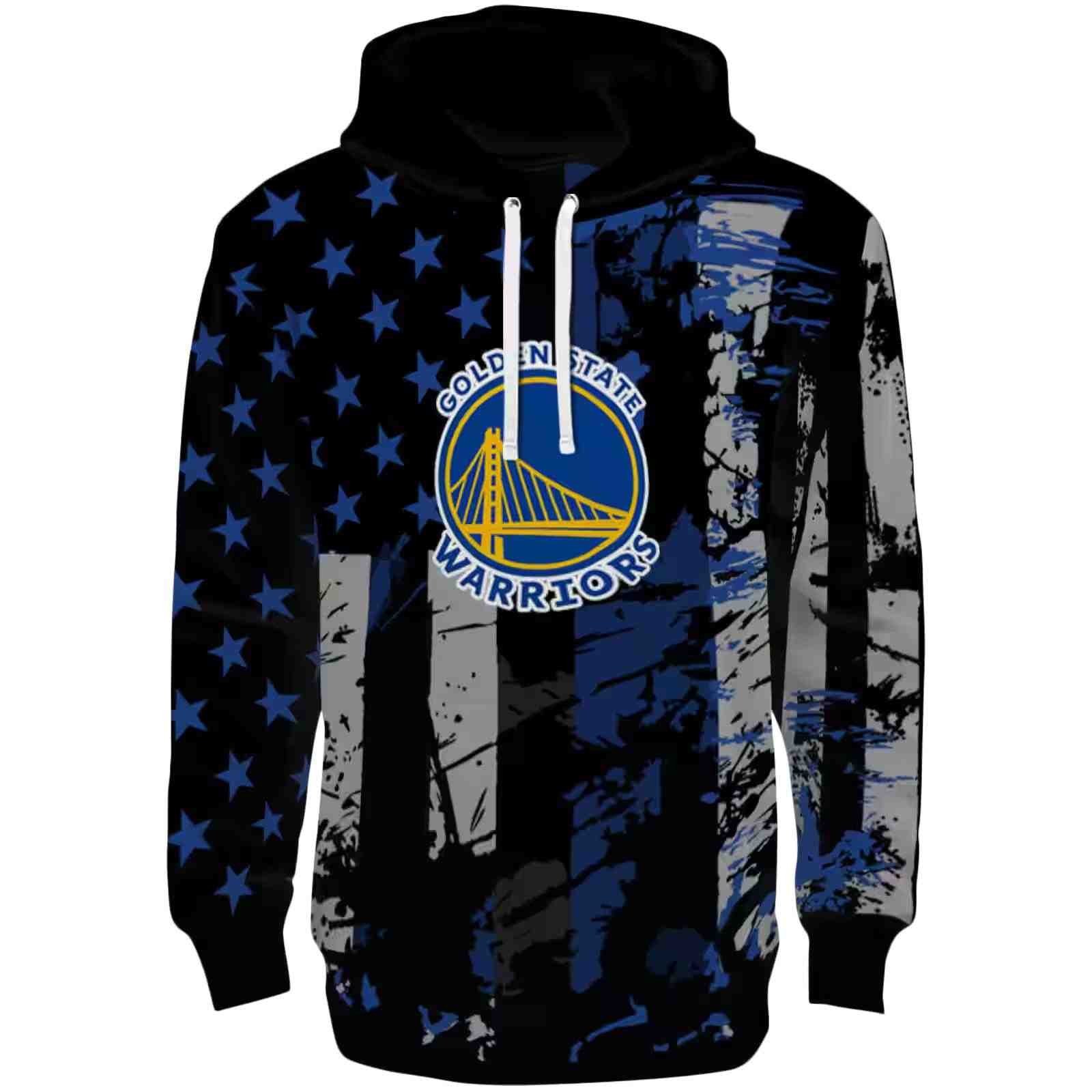 Custom Golden State Warriors Distressed Flag Blue Black Hoodie