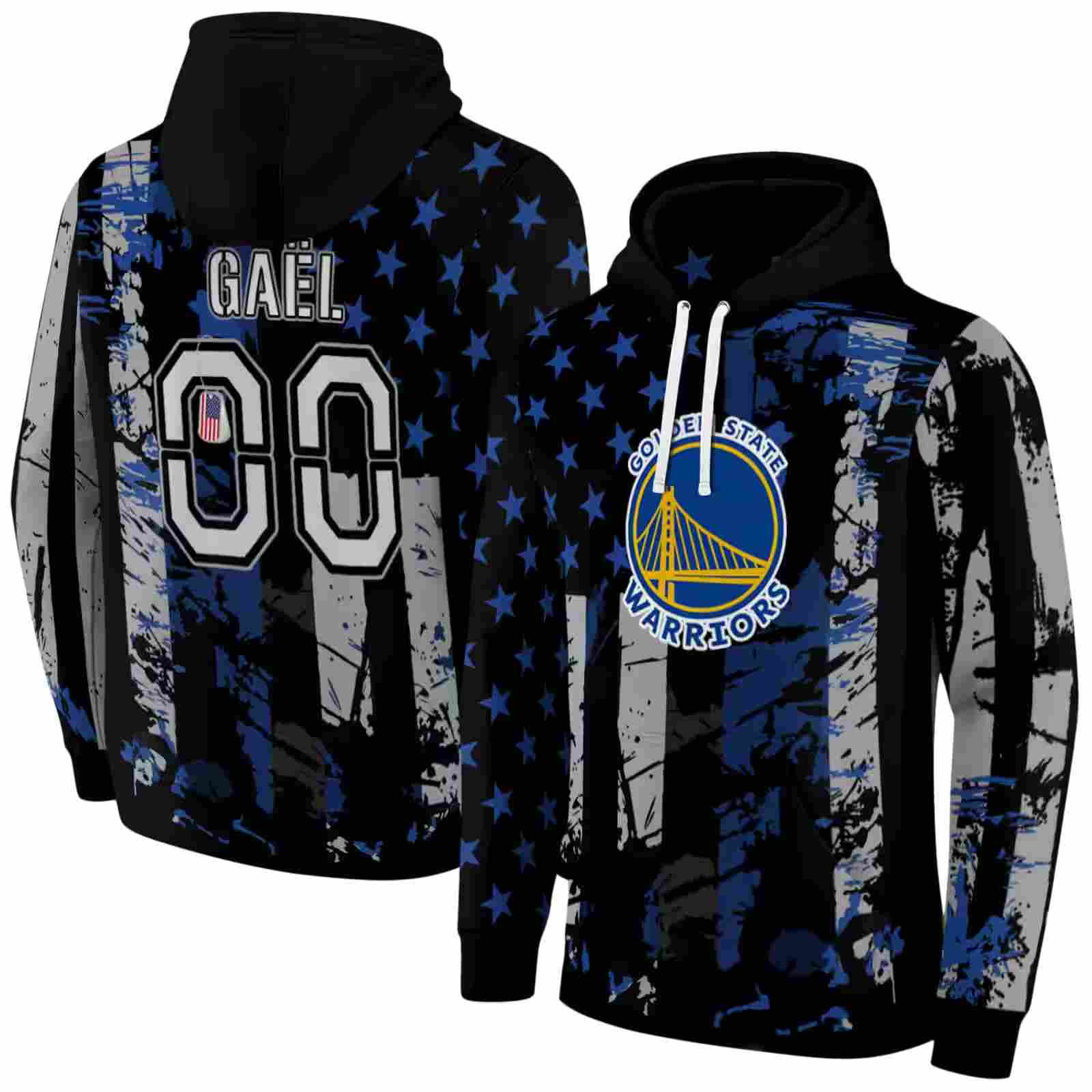 custom golden state warriors distressed flag blue black hoodie fashion forward