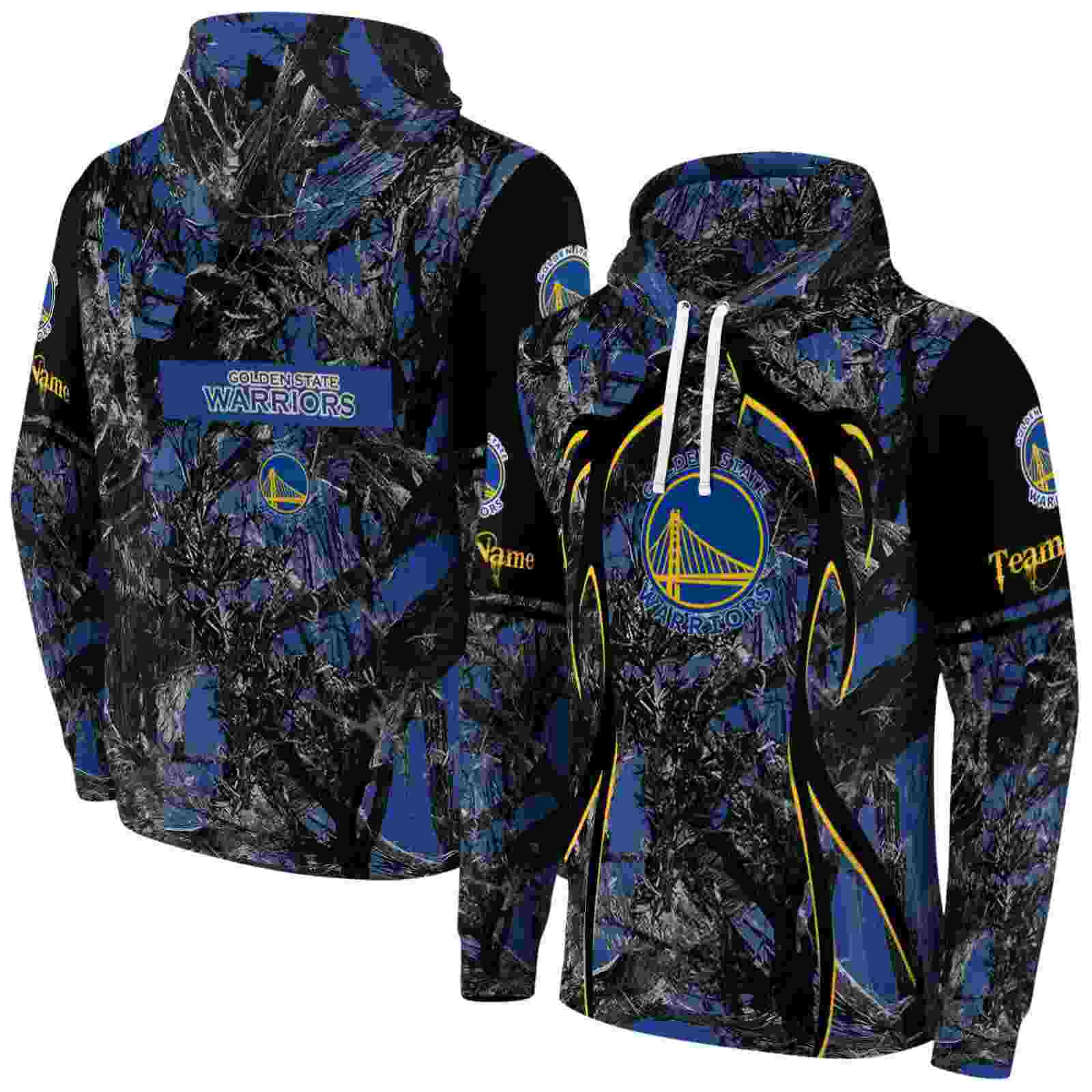 custom golden state warriors hunting theme blue black hoodie fashion forward