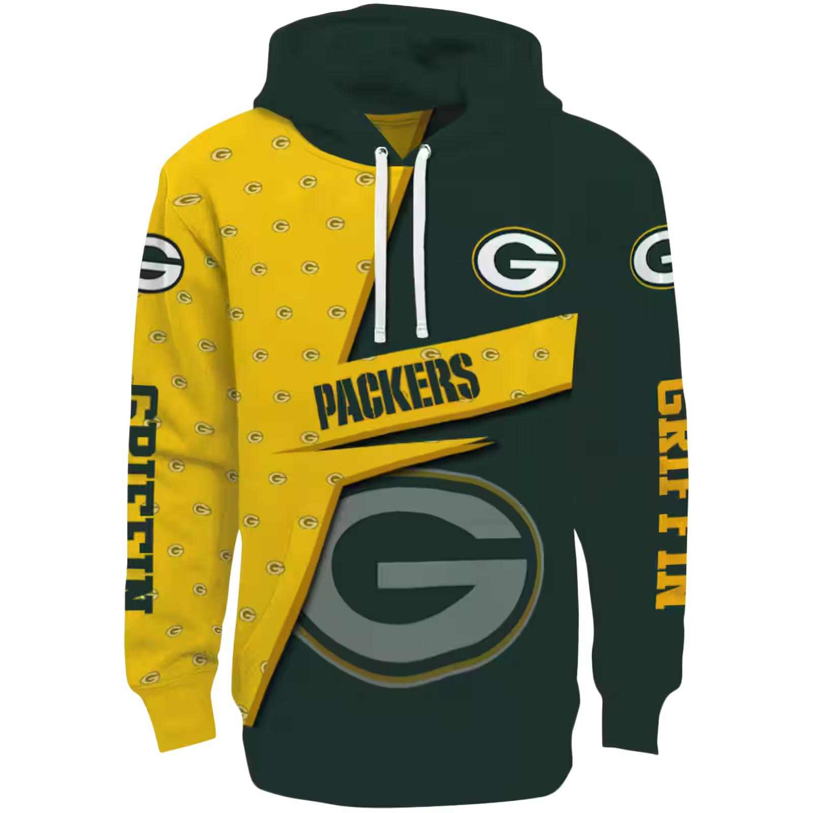 Custom Green Bay Packers Abstract Shape Green Hoodie