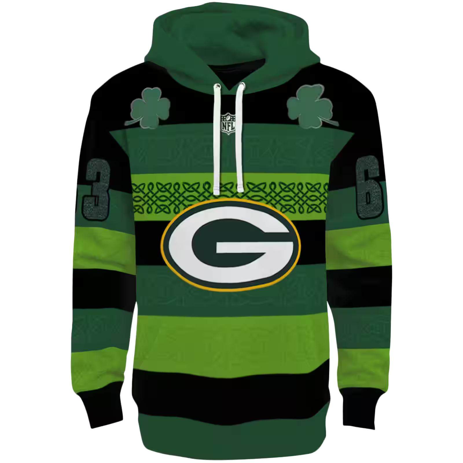 Custom Green Bay Packers Celtic Patterns Green Hoodie