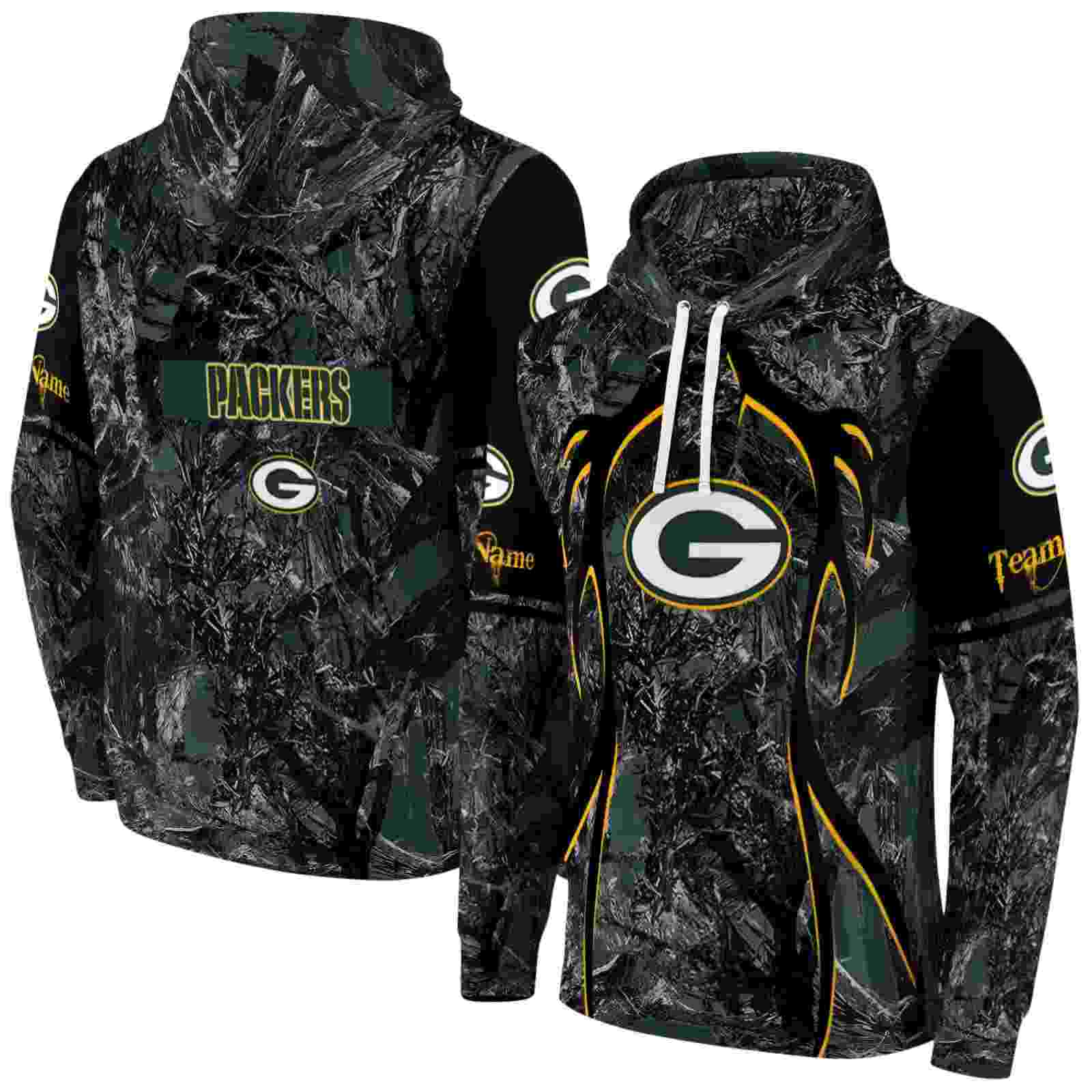 custom green bay packers hunting theme green black hoodie fashion forward