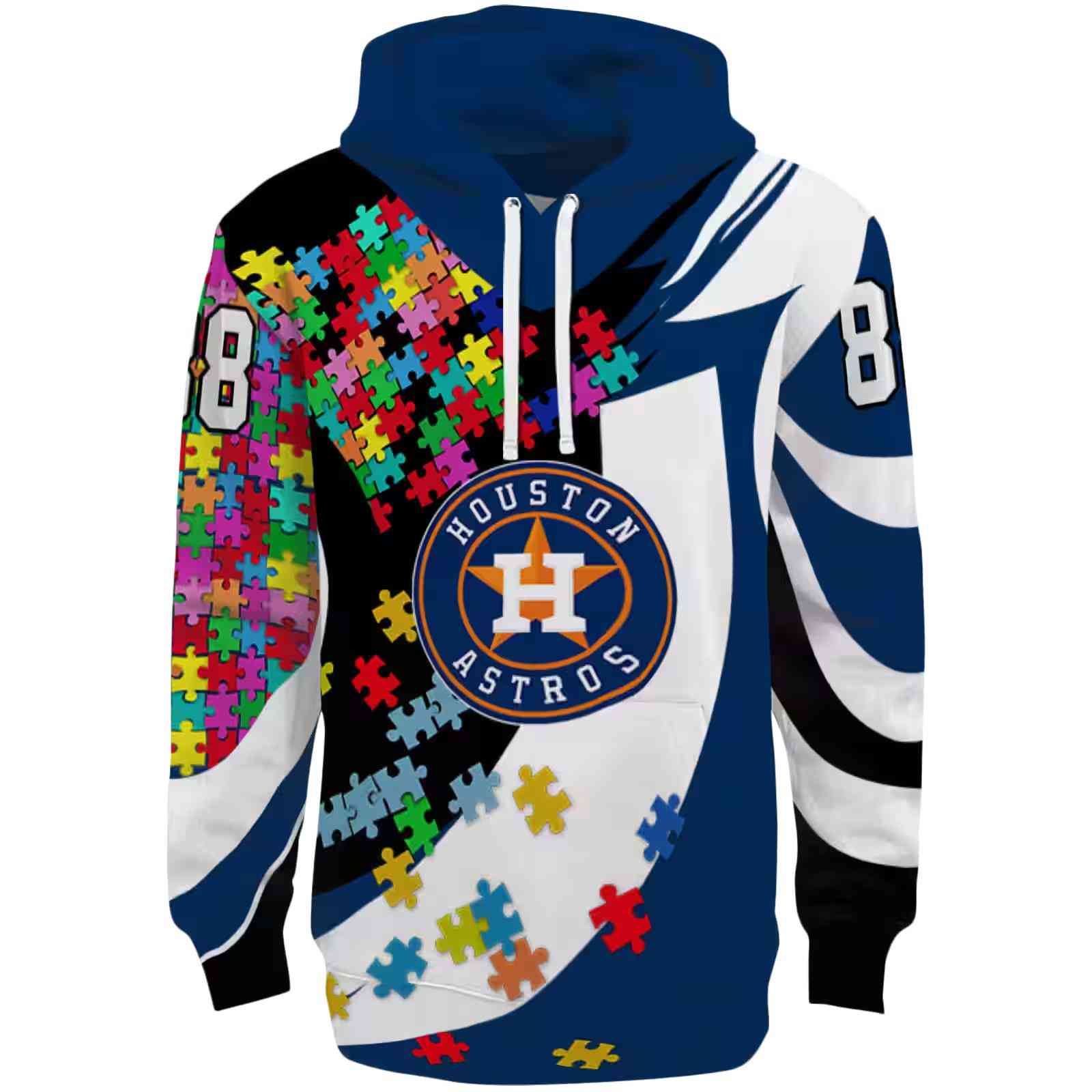 Custom Houston Astros Puzzle Pieces Blue Hoodie