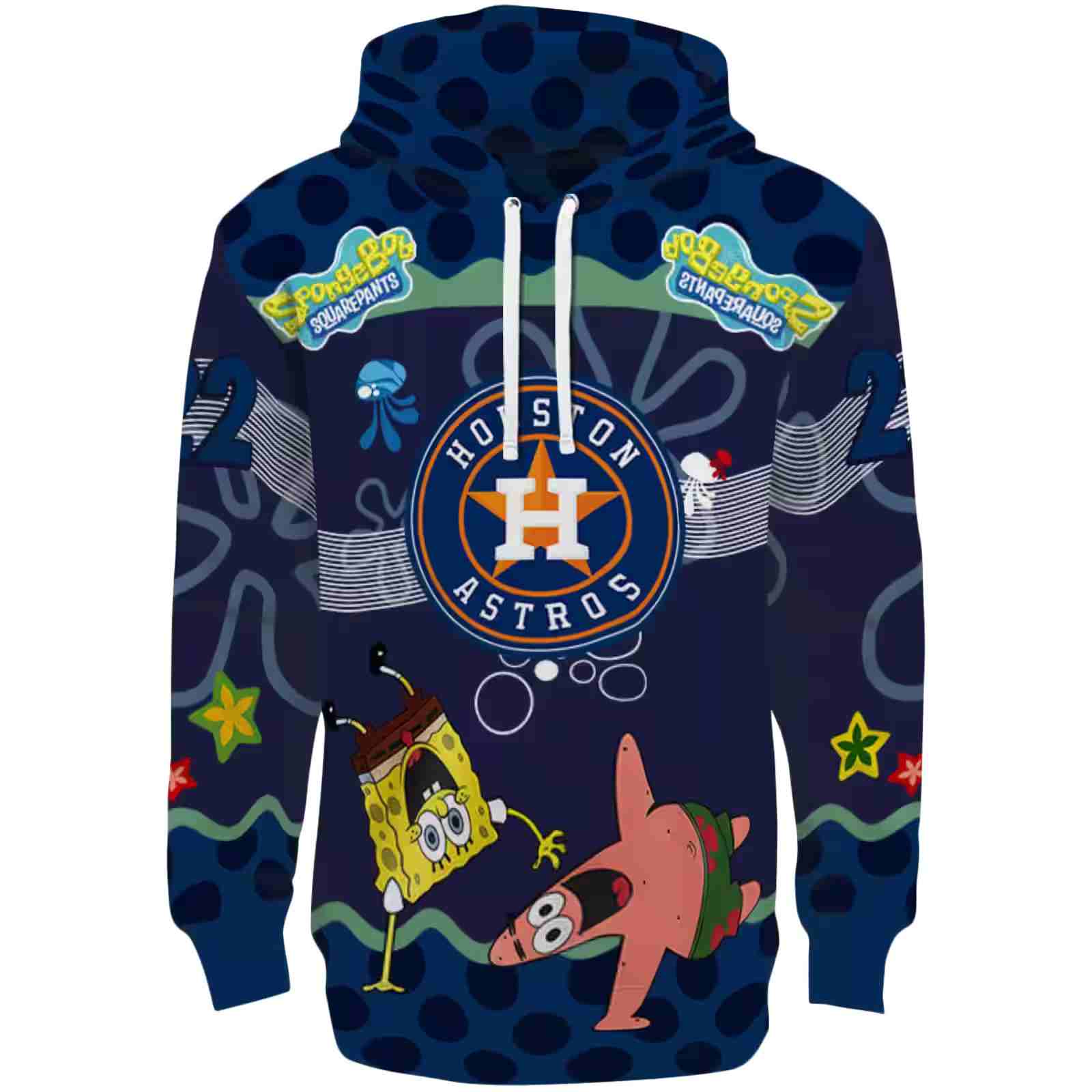 Custom Houston Astros Spongebob Patrick Star Blue Navy Hoodie