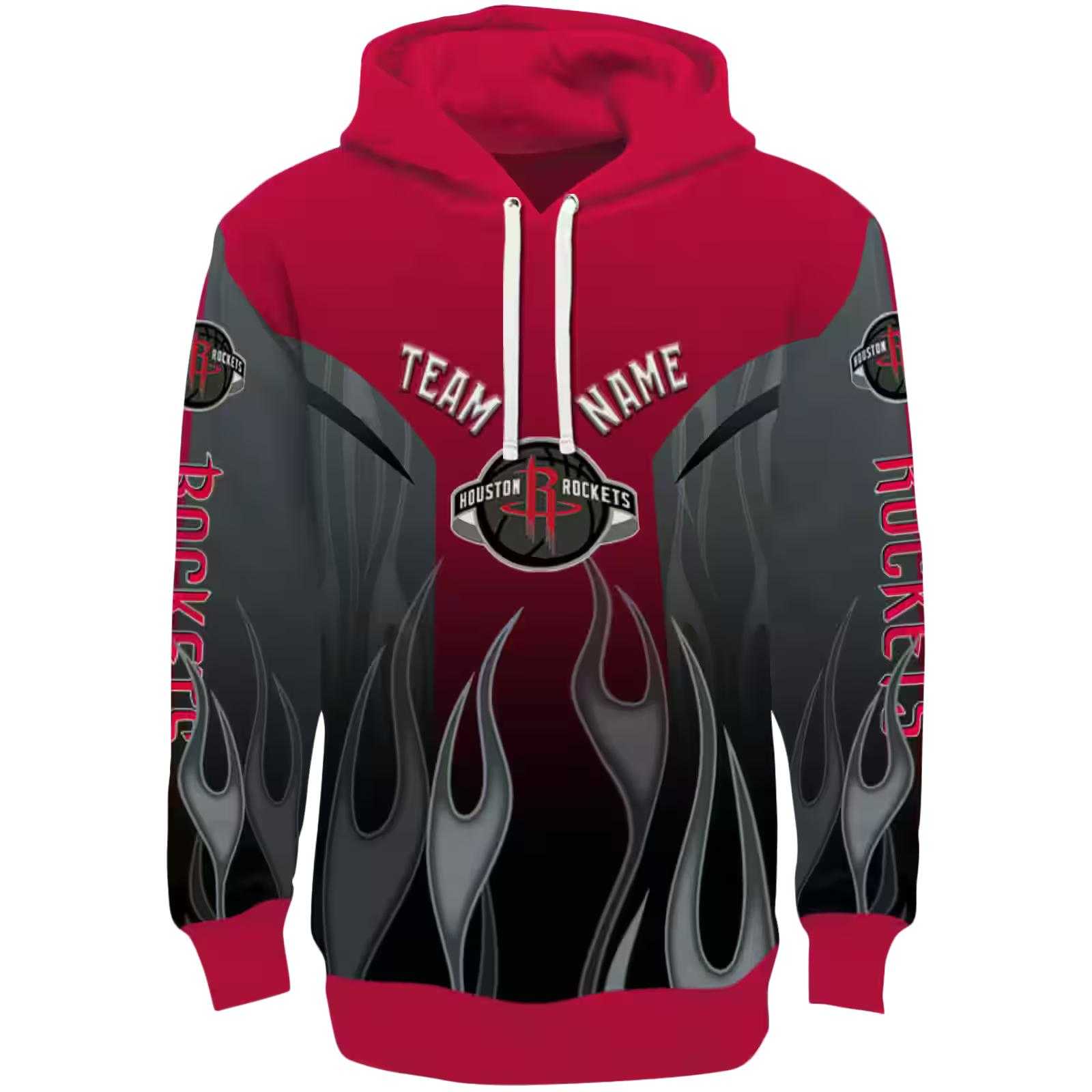 Custom Houston Rockets Flame Design Red Hoodie