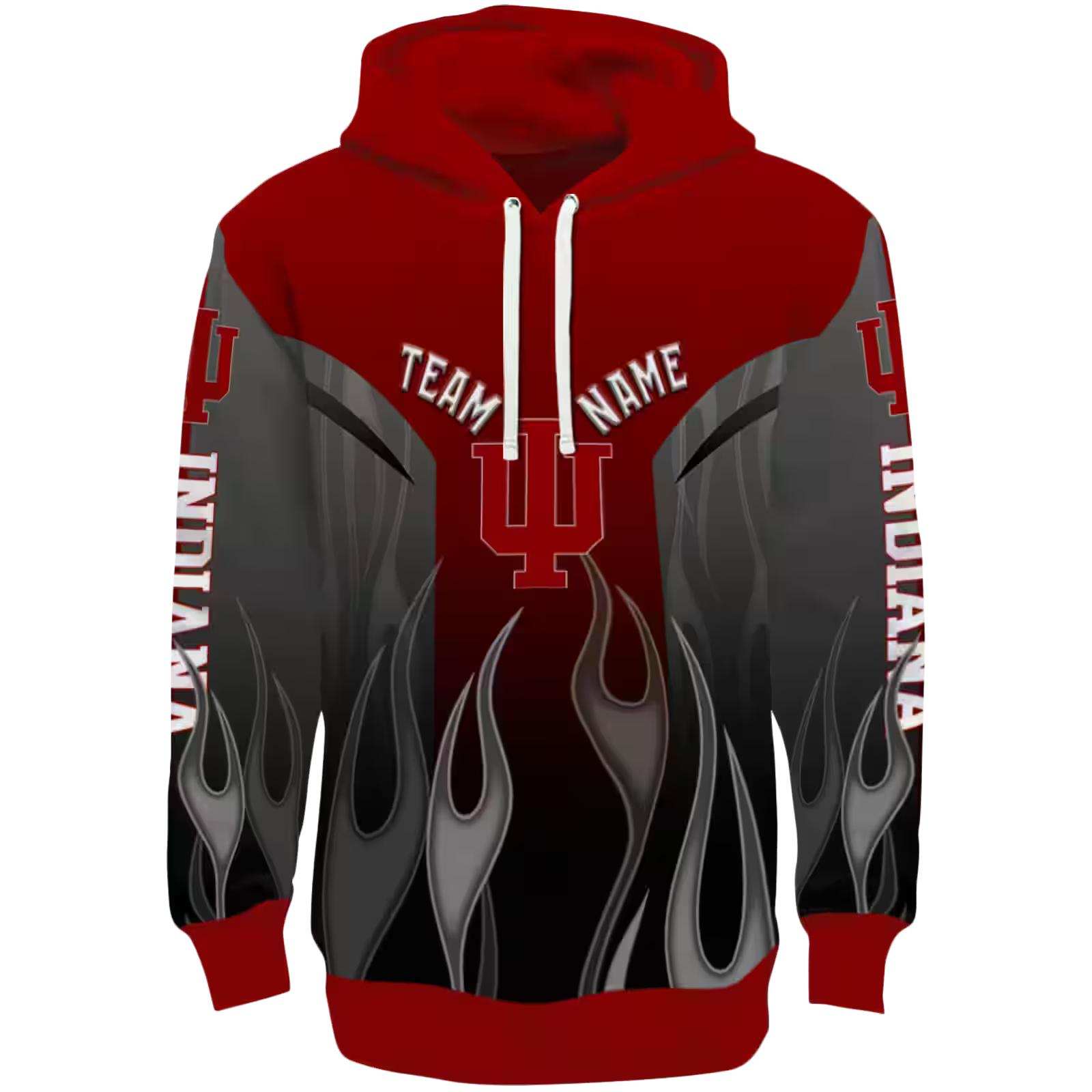 Custom Indiana Hoosiers Flame Design Red Hoodie