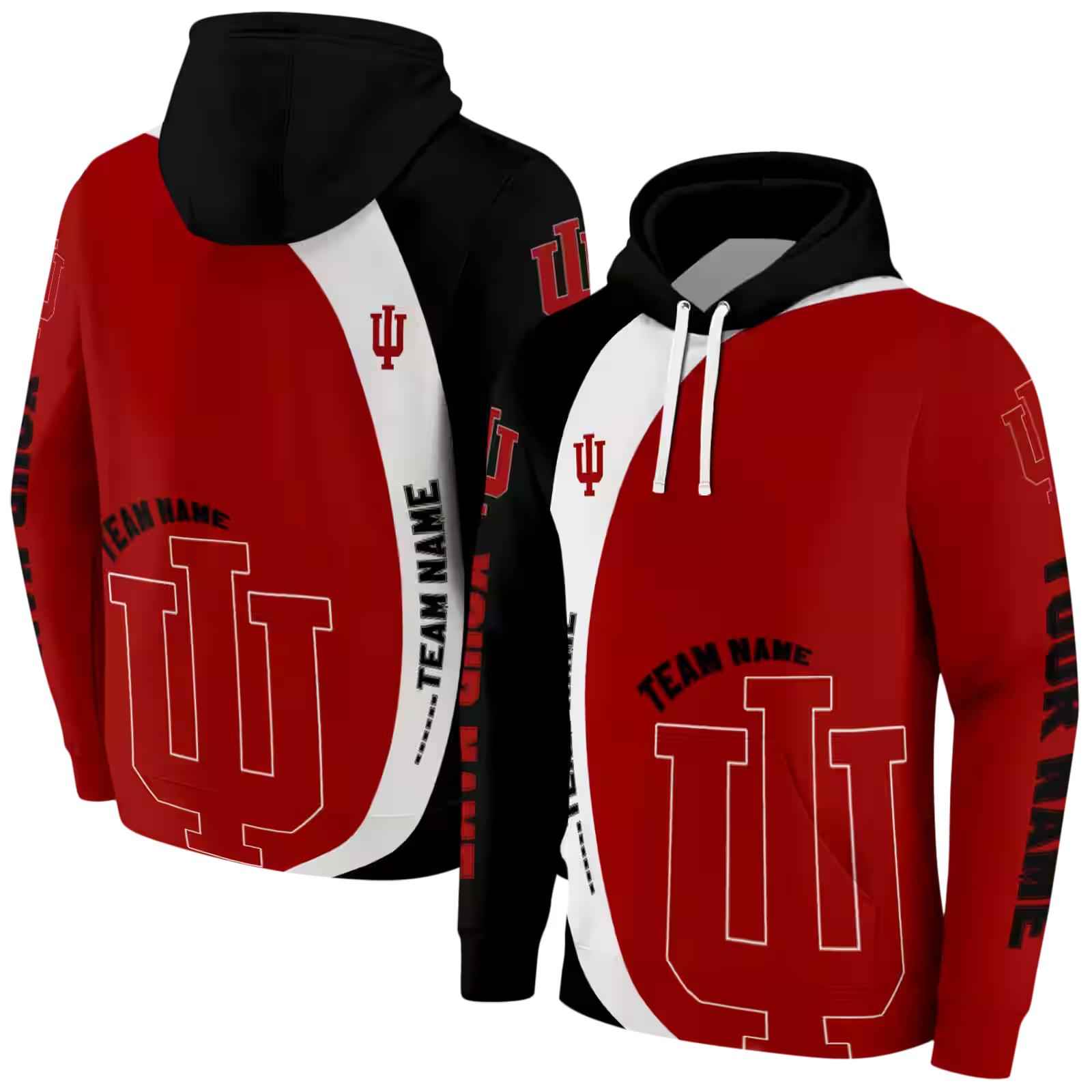 custom indiana hoosiers minimalist design red black hoodie fashion forward