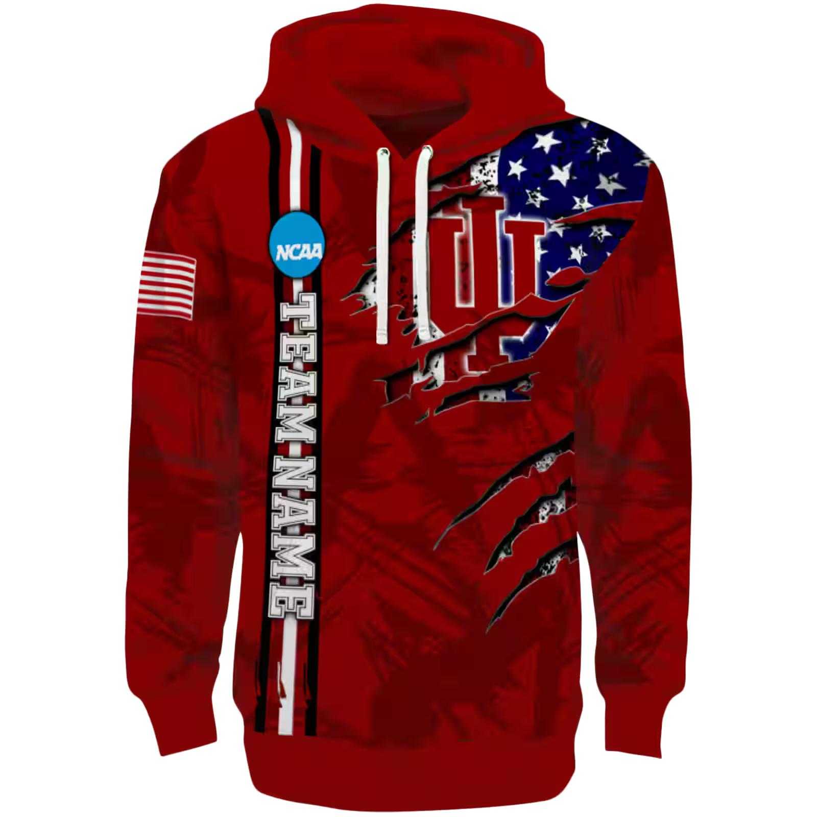 Custom Indiana Hoosiers Ripped Flag Red Hoodie